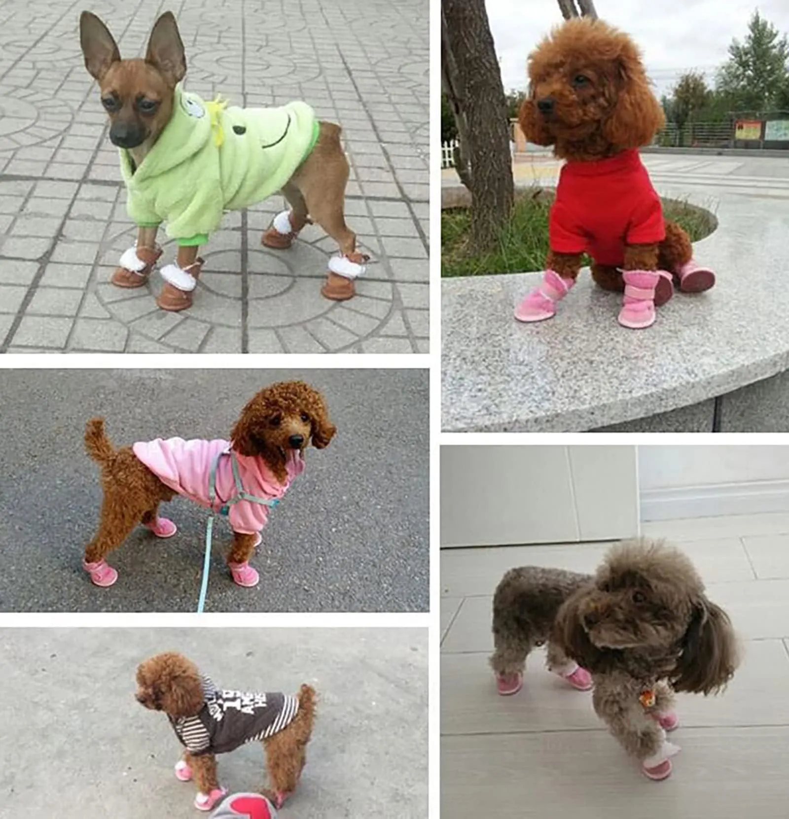 PPGGOPP Scarpe Impermeabili Antiscivolo per Cani di Taglia Piccola, 4 Pezzi, Rosa 4 - immagine 8