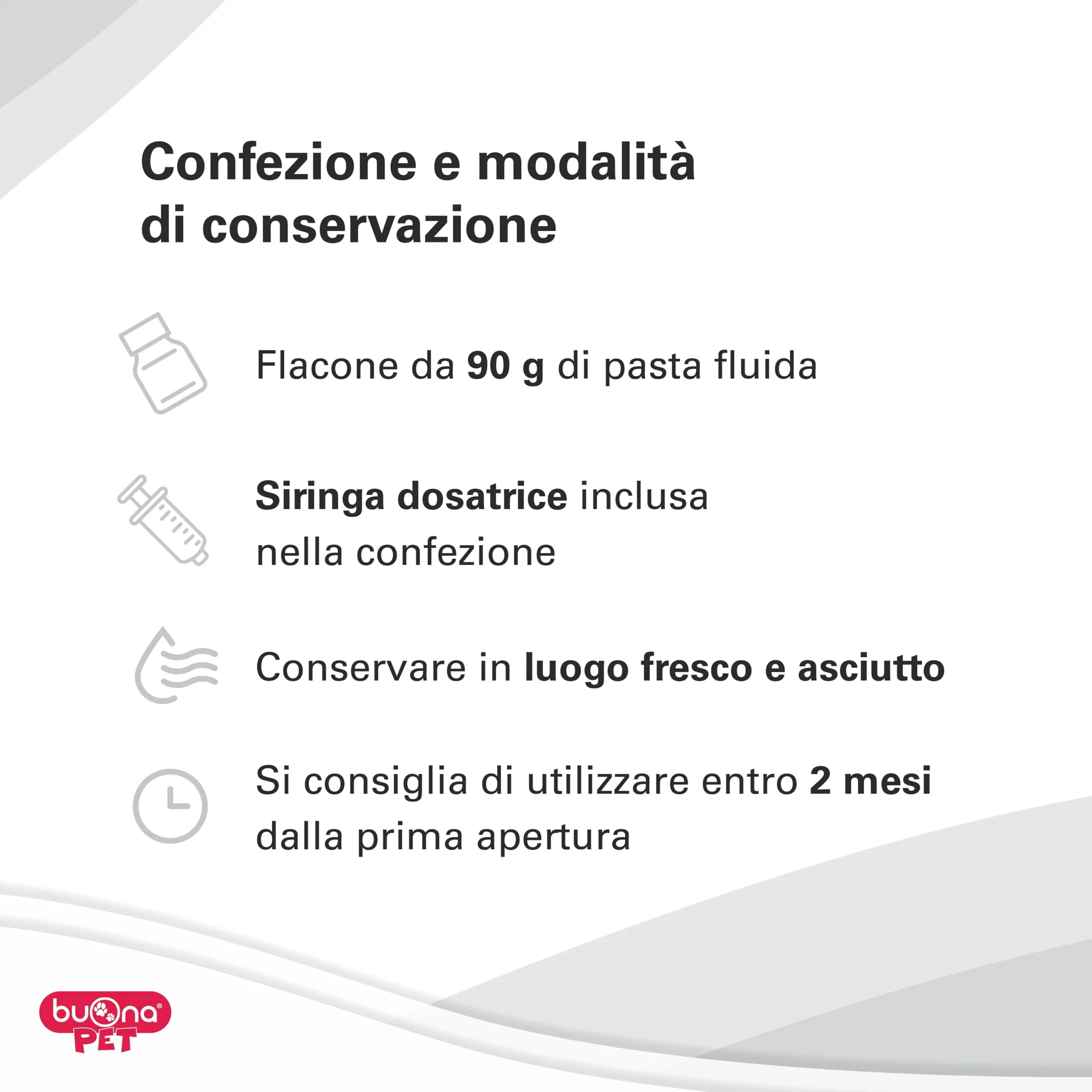 Buona Pet Senectina Integratore per Cani e Gatti Anziani con Olio di Pesce Omega 3, Pasta Fluida con Siringa Dosatrice, 90g - immagine 4