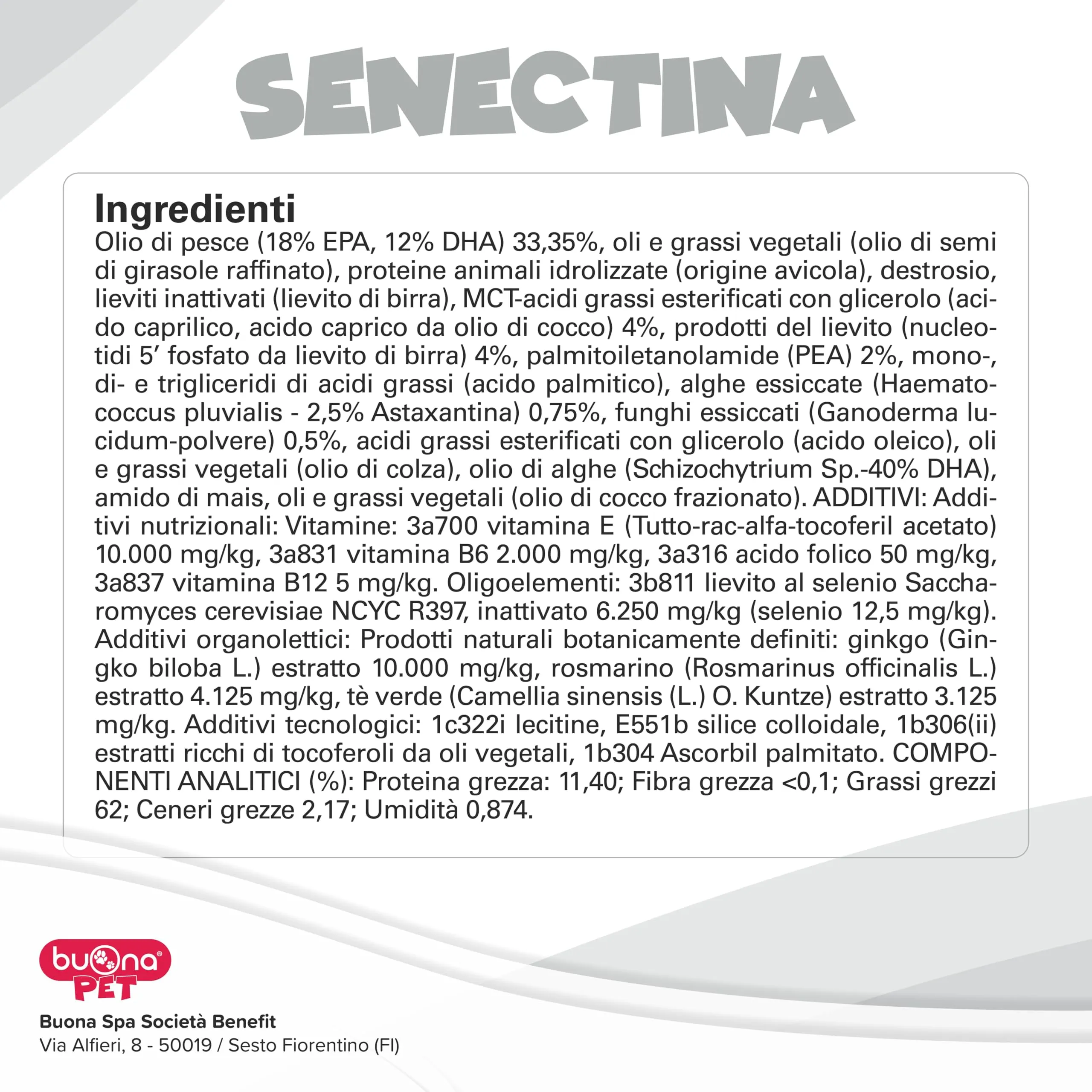 Buona Pet Senectina Integratore per Cani e Gatti Anziani con Olio di Pesce Omega 3, Pasta Fluida con Siringa Dosatrice, 90g - immagine 8
