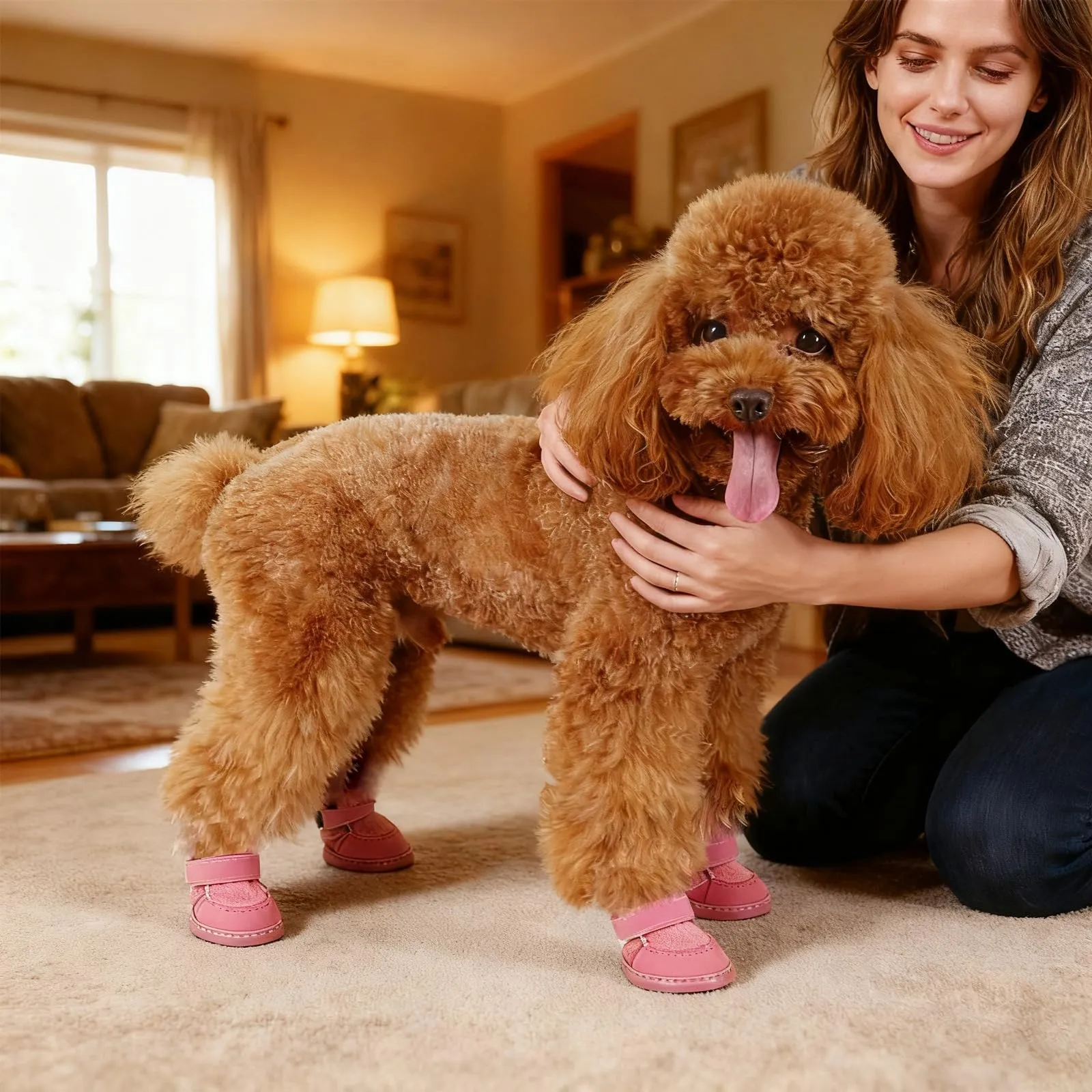 PPGGOPP Scarpe per Cani Impermeabili e Antiscivolo, 4 Pezzi, Taglia Piccola (Rosa 2) - immagine 6