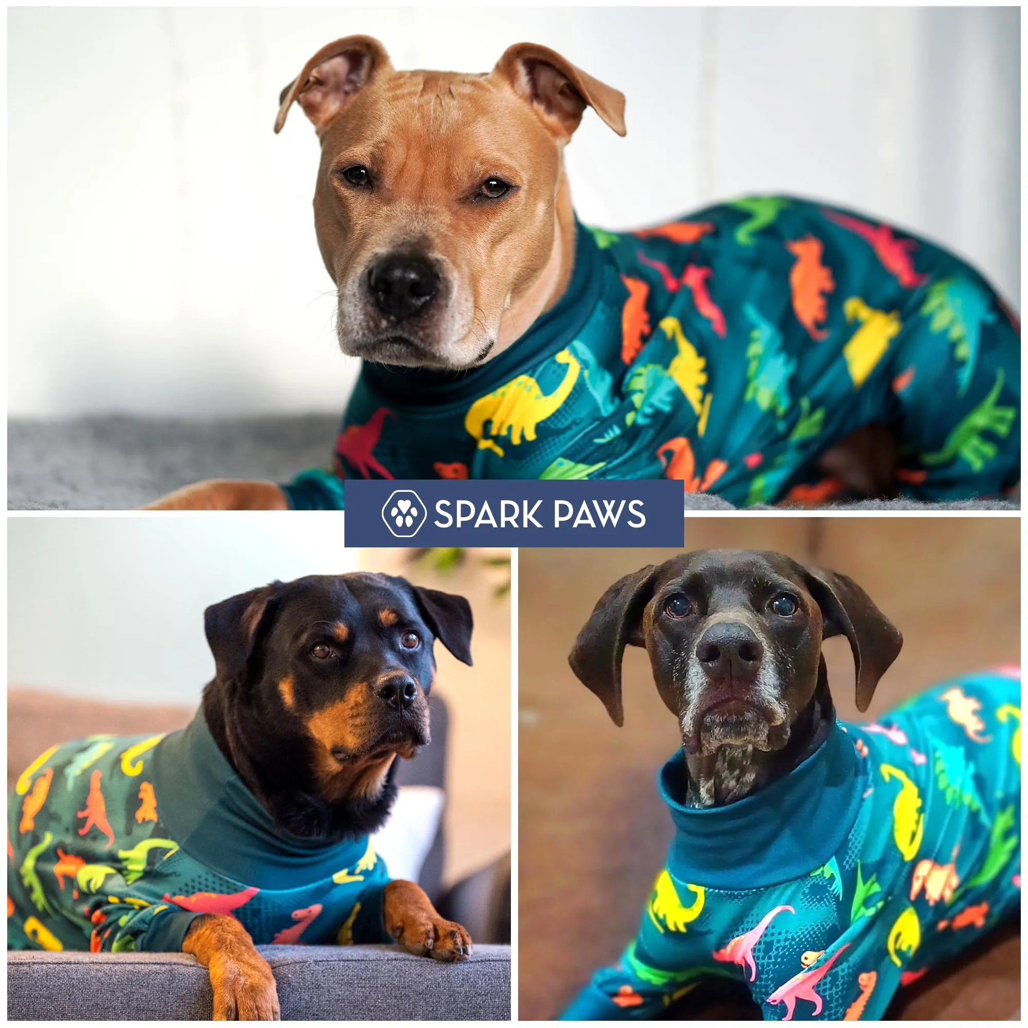 Spark Paws Pigiama per cani, Tuta da recupero in tessuto elasticizzato, Dinosauri, XL - immagine 7