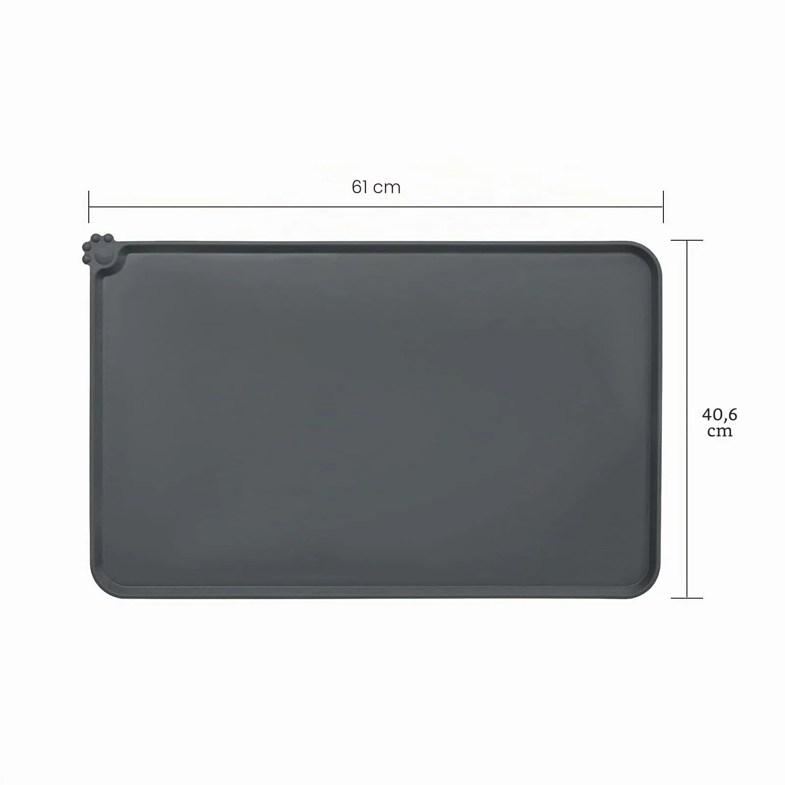 AUDWUD Tappetino Impermeabile in Silicone Antiscivolo per Ciotole Animali, 61 x 41 cm, Grigio - immagine 4