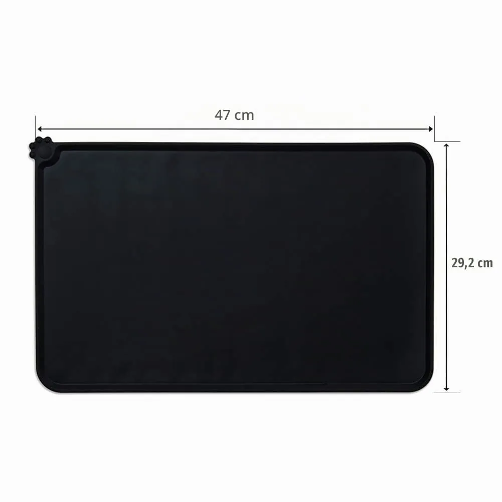 AUDWUD Tappetini di alimentazione in silicone per cani e gatti, antiscivolo, 47x30 cm, Nero - immagine 4