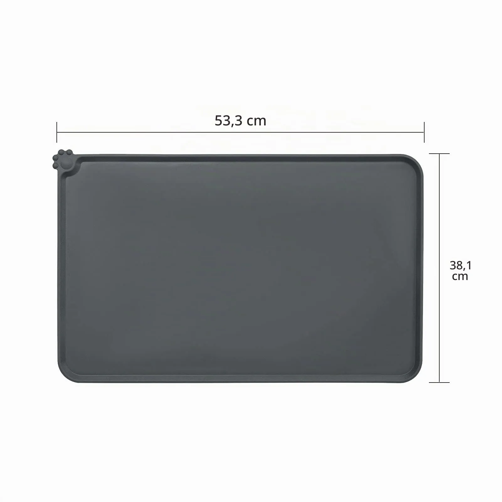 AUDWUD Tappetino Impermeabile in Silicone Antiscivolo per Ciotole Animali, Grigio, 53 x 38 cm - immagine 4