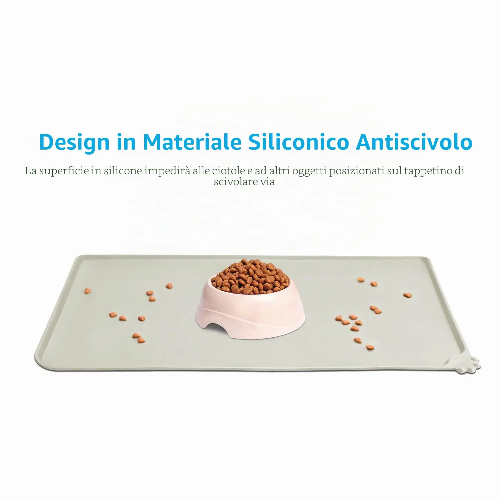 AUDWUD Tappetini Alimentazione Impermeabili in Silicone per Cani e Gatti, 61x41 cm, Beige - immagine 2