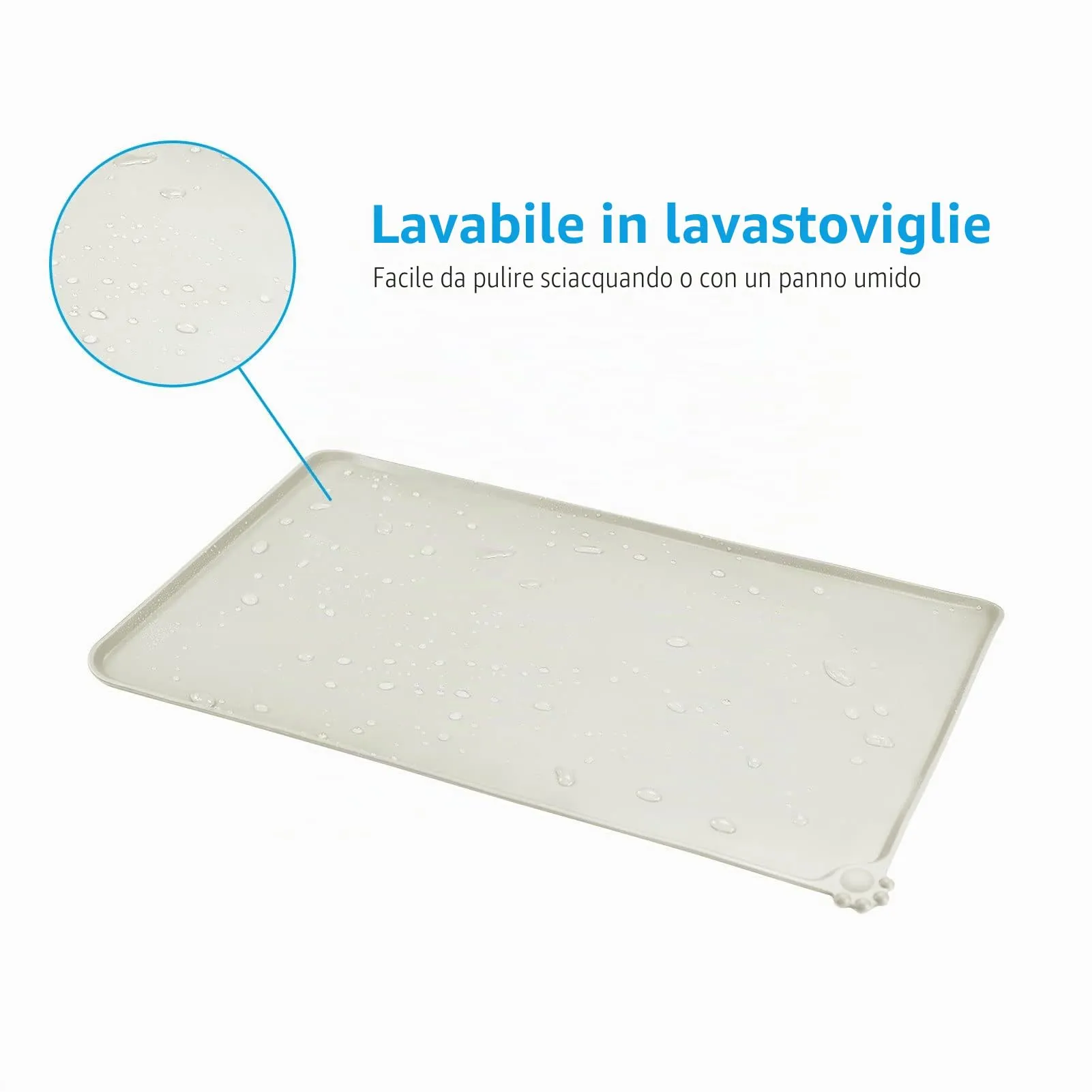 AUDWUD Tappetini Alimentazione Impermeabili in Silicone per Cani e Gatti, 61x41 cm, Beige - immagine 5