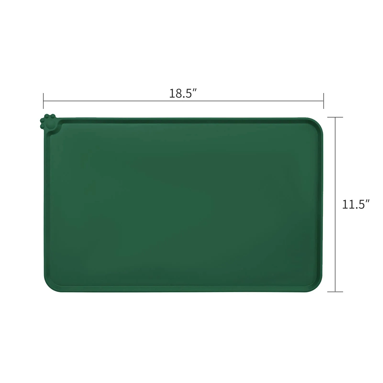 AUDWUD Tappetino in silicone impermeabile e antiscivolo per ciotola animali, 47 x 30 cm, Verde hunter - immagine 4