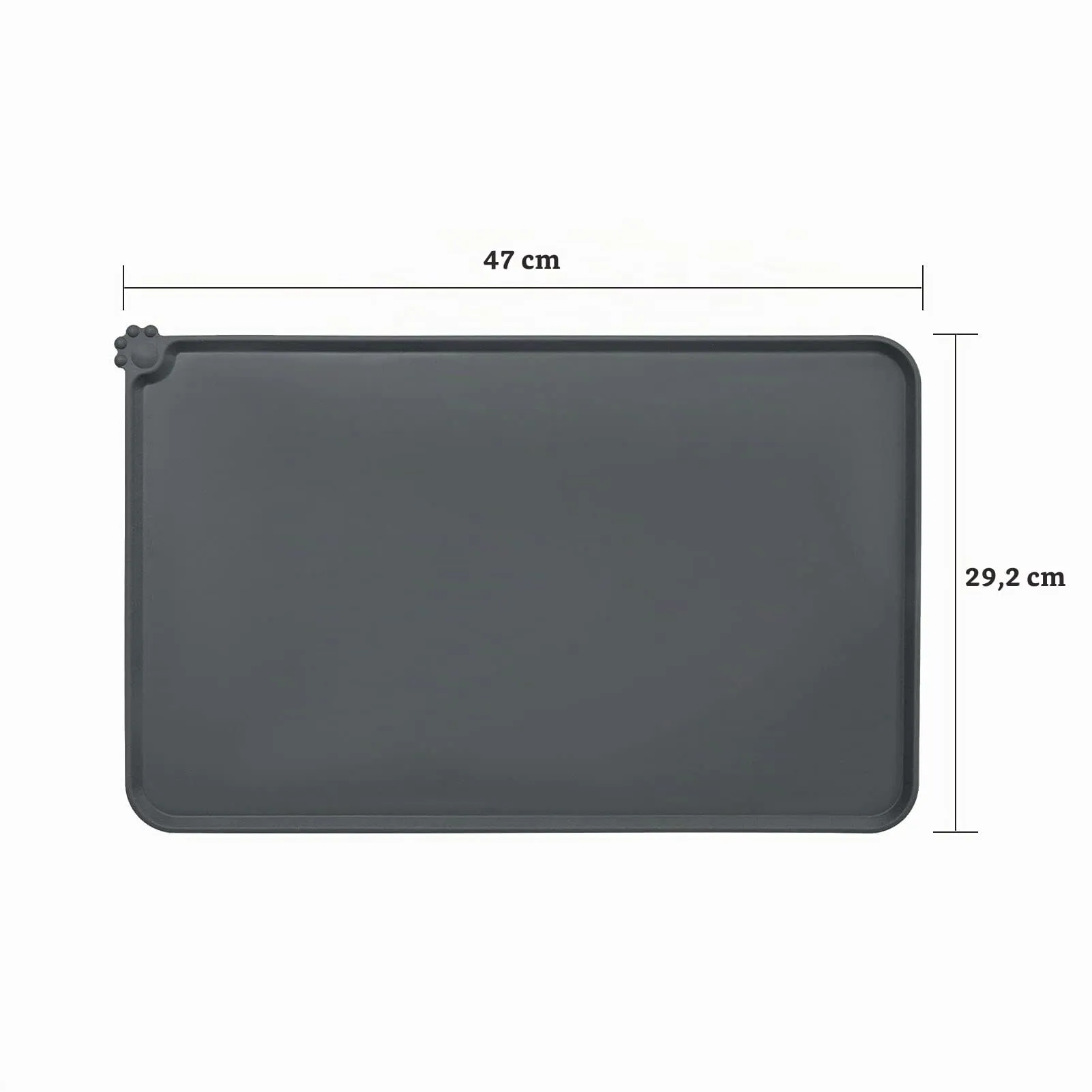 AUDWUD Tappetino impermeabile in silicone antiscivolo per ciotola animali, Grigio, 47 x 30 cm - immagine 4