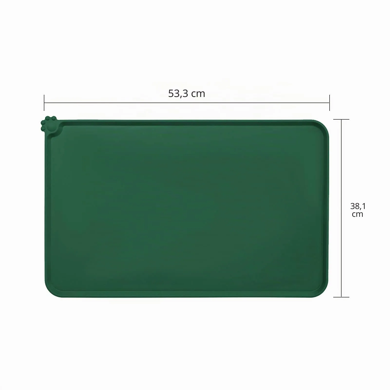 AUDWUD Tappetino in silicone impermeabile e antiscivolo per ciotole animali, 53x38 cm, Verde Hunter - immagine 4