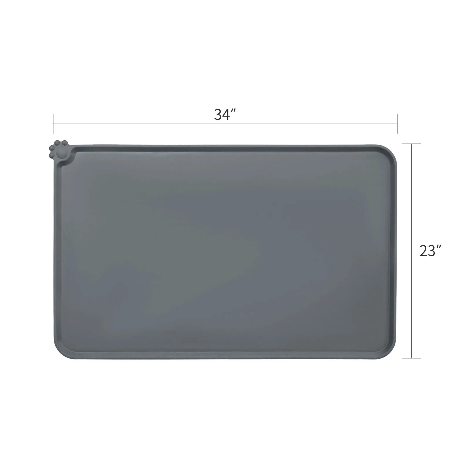 AUDWUD Tappetino in silicone impermeabile e antiscivolo per ciotole animali, 87x58 cm, Grigio - immagine 4