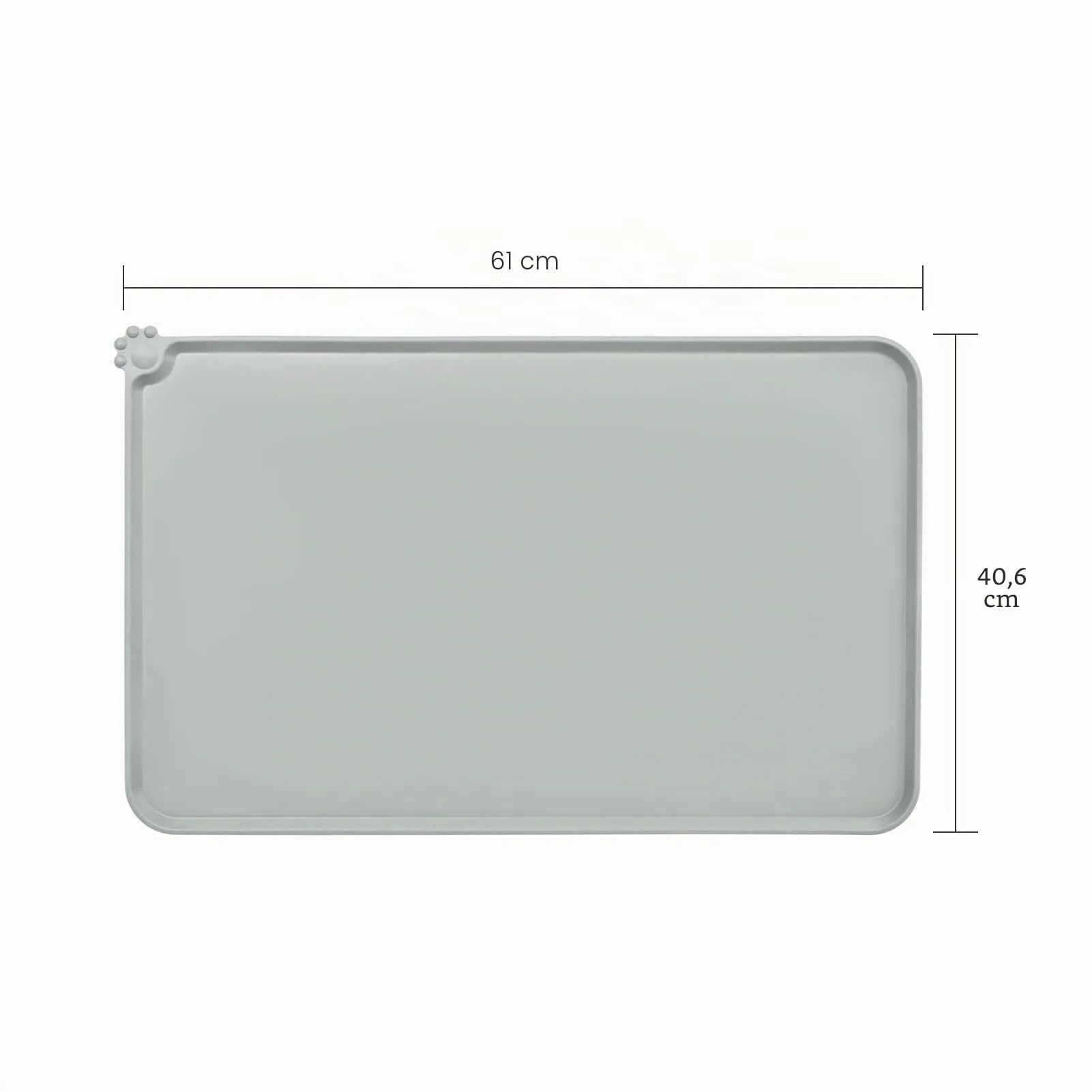 AUDWUD Tappetino impermeabile in silicone antiscivolo per ciotola animali, 61x41 cm, Nebbia - immagine 4