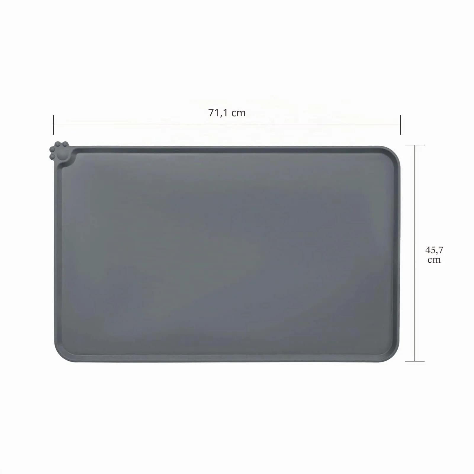 AUDWUD Tappetino Impermeabile in Silicone Antiscivolo per Ciotole Animali, 71x46 cm, Grigio - immagine 4