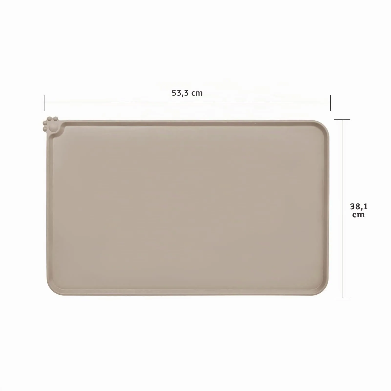 AUDWUD Tappetino in silicone impermeabile e antiscivolo per ciotole animali, 53x38 cm, Adobe Brown - immagine 4