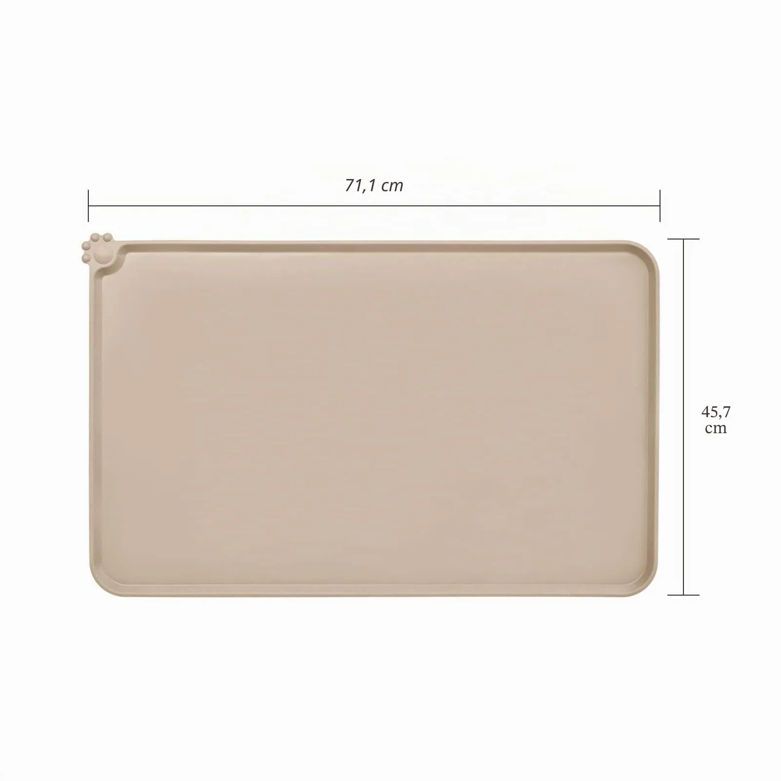 AUDWUD Tappetino Impermeabile in Silicone Antiscivolo per Ciotole Animali, 71x46 cm, Taupe - immagine 4