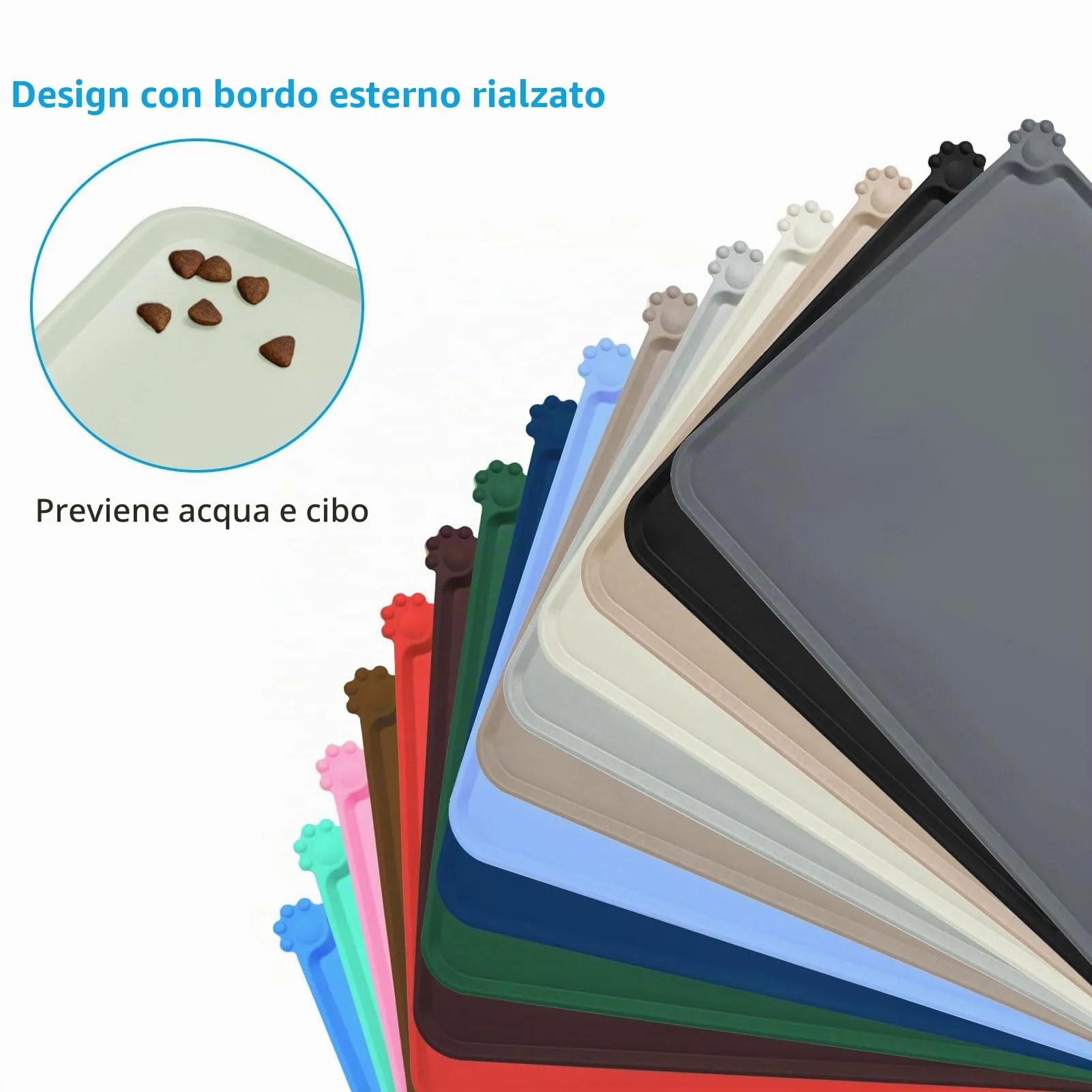AUDWUD Tappetini Alimentazione Impermeabili in Silicone per Cani e Gatti, 47x30 cm, Beige - immagine 3