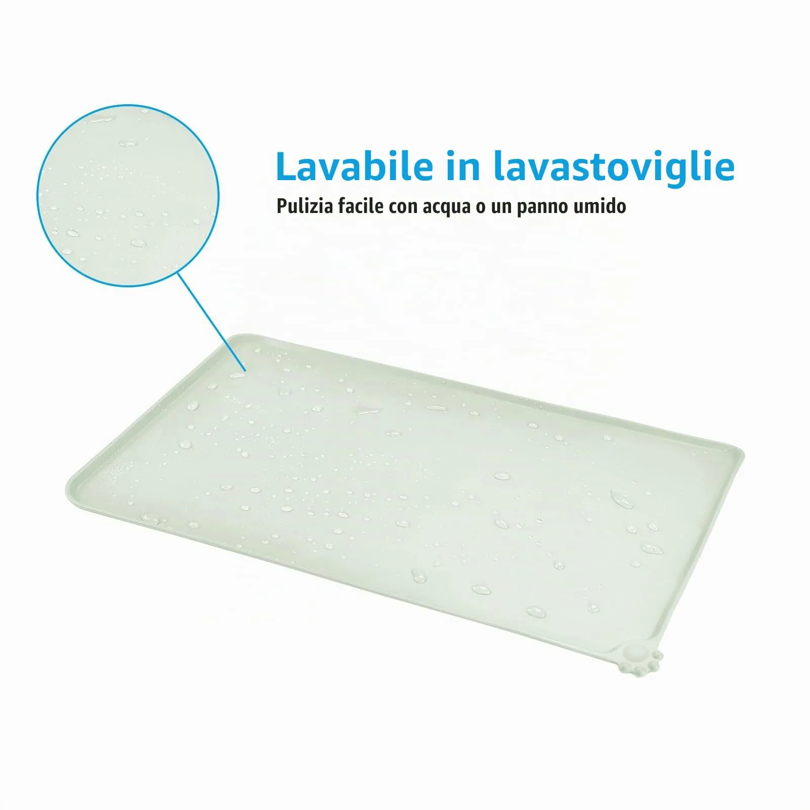 AUDWUD Tappetini Alimentazione Impermeabili in Silicone per Cani e Gatti, 47x30 cm, Beige - immagine 5
