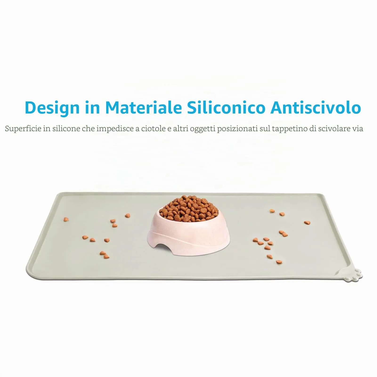 AUDWUD Tappetino in Silicone Impermeabile e Antiscivolo per Ciotole Animali, Beige, 87x58 cm - immagine 2