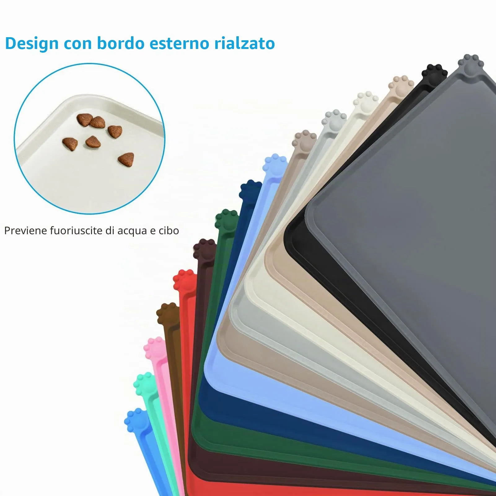 AUDWUD Tappetino in Silicone Impermeabile e Antiscivolo per Ciotole Animali, Beige, 87x58 cm - immagine 3