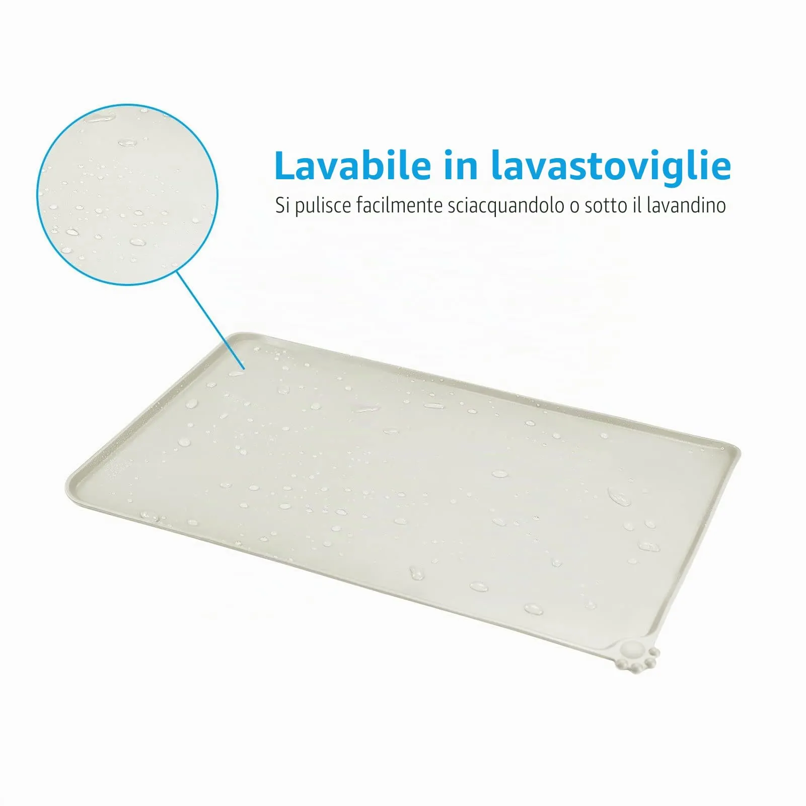 AUDWUD Tappetino in Silicone Impermeabile e Antiscivolo per Ciotole Animali, Beige, 87x58 cm - immagine 5