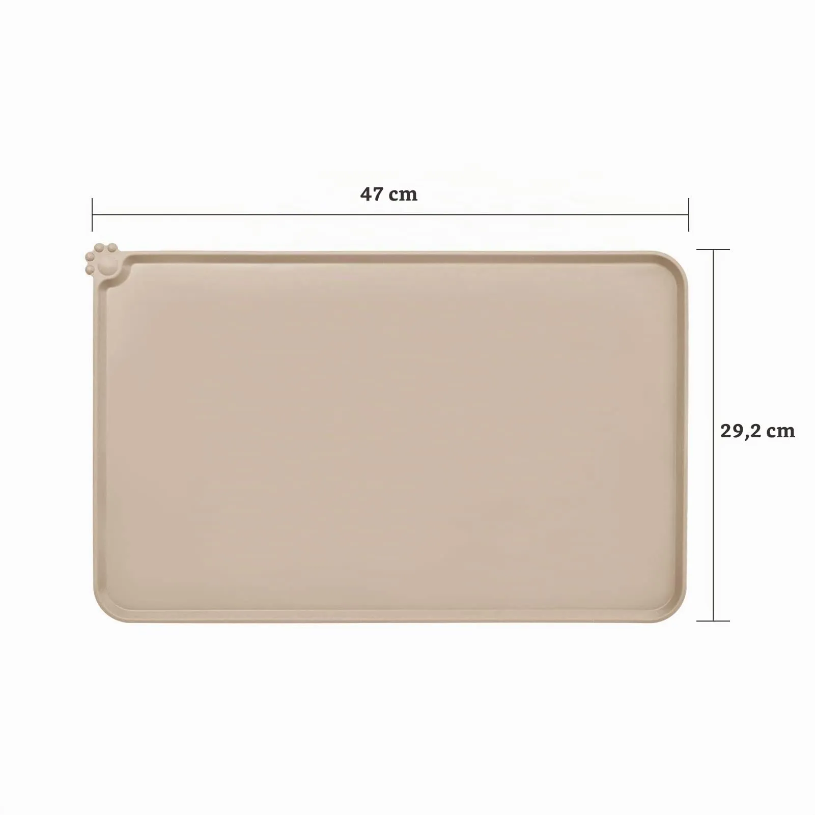 AUDWUD Tappetino Impermeabile in Silicone Antiscivolo per Ciotola Animali, Taupe, 47x30 cm - immagine 4