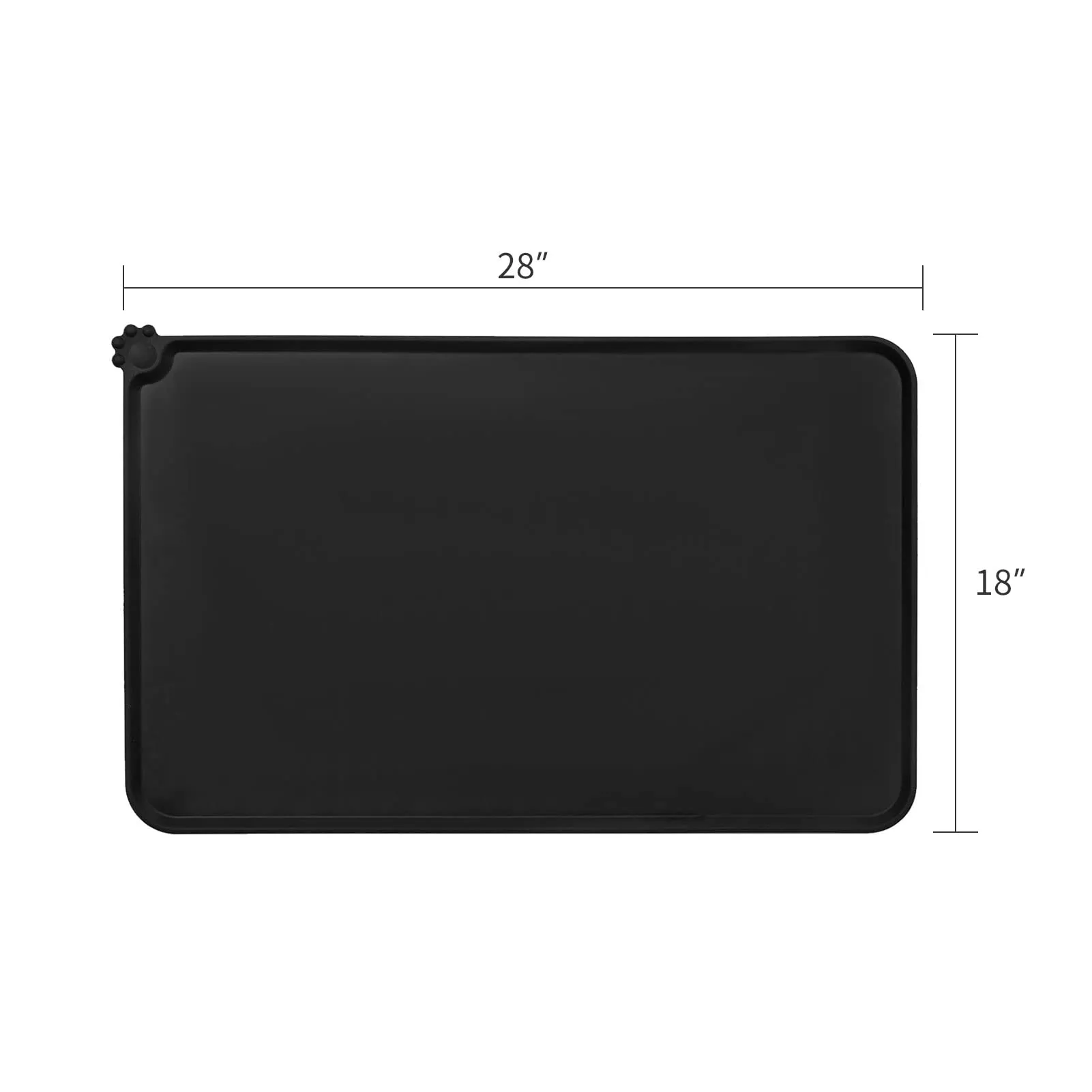AUDWUD Tappetino in silicone impermeabile e antiscivolo per ciotole animali, 71x46 cm, Nero - immagine 4