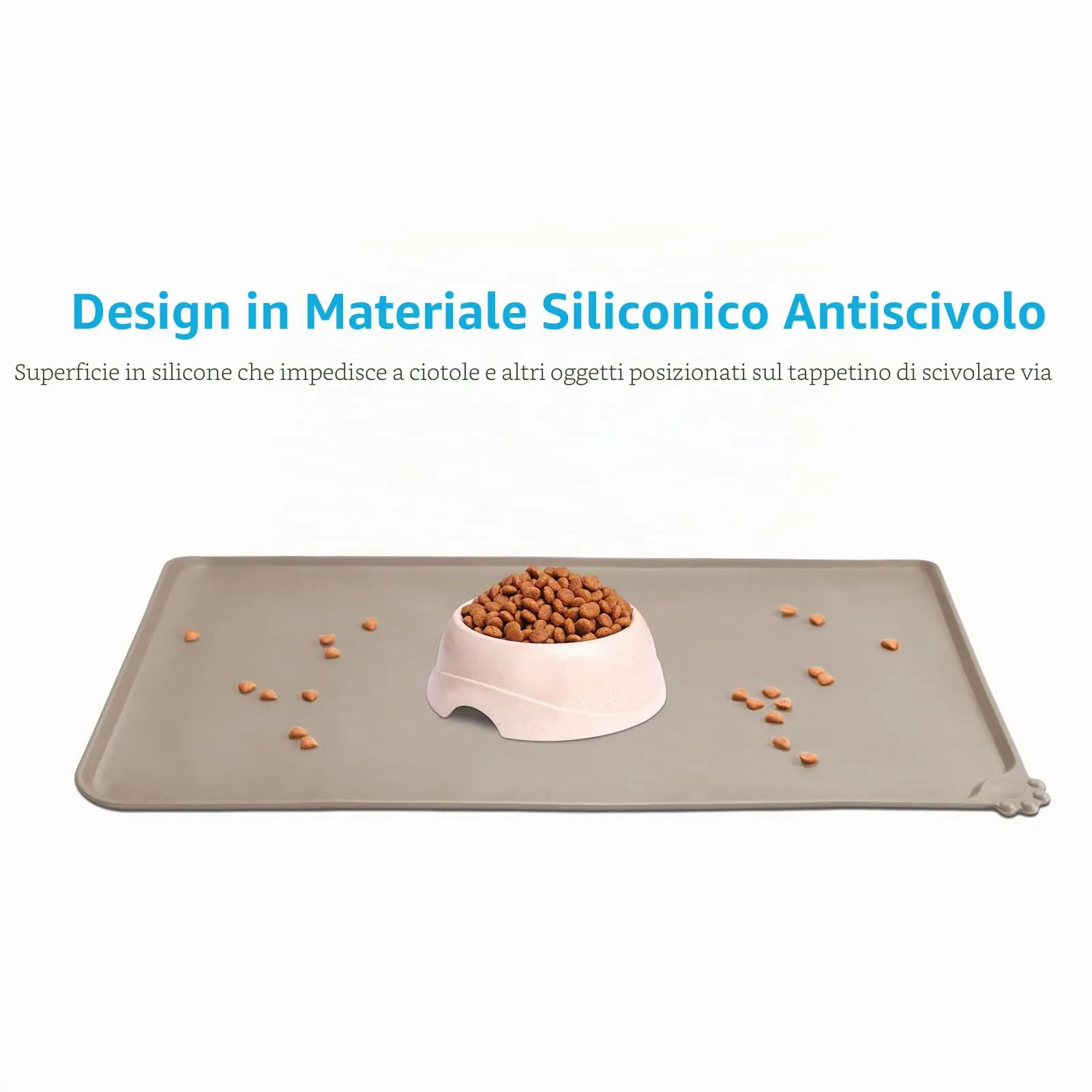 AUDWUD Tappetini di alimentazione in silicone per cani e gatti, antiscivolo, Adobe Brown, 87x58 cm - immagine 2