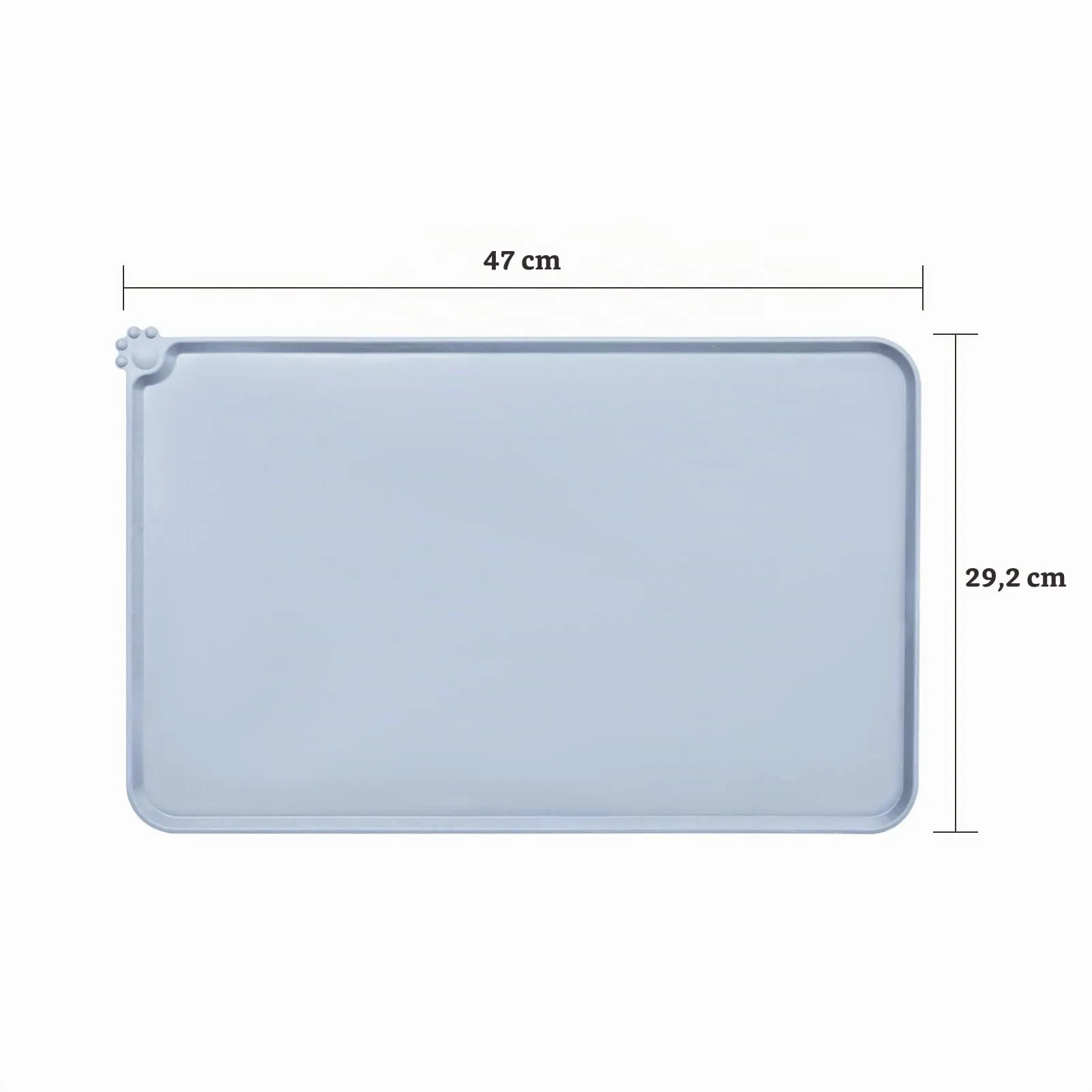 AUDWUD Tappetino in silicone impermeabile e antiscivolo per ciotole animali, 47x30 cm, Blu ghiaccio - immagine 4