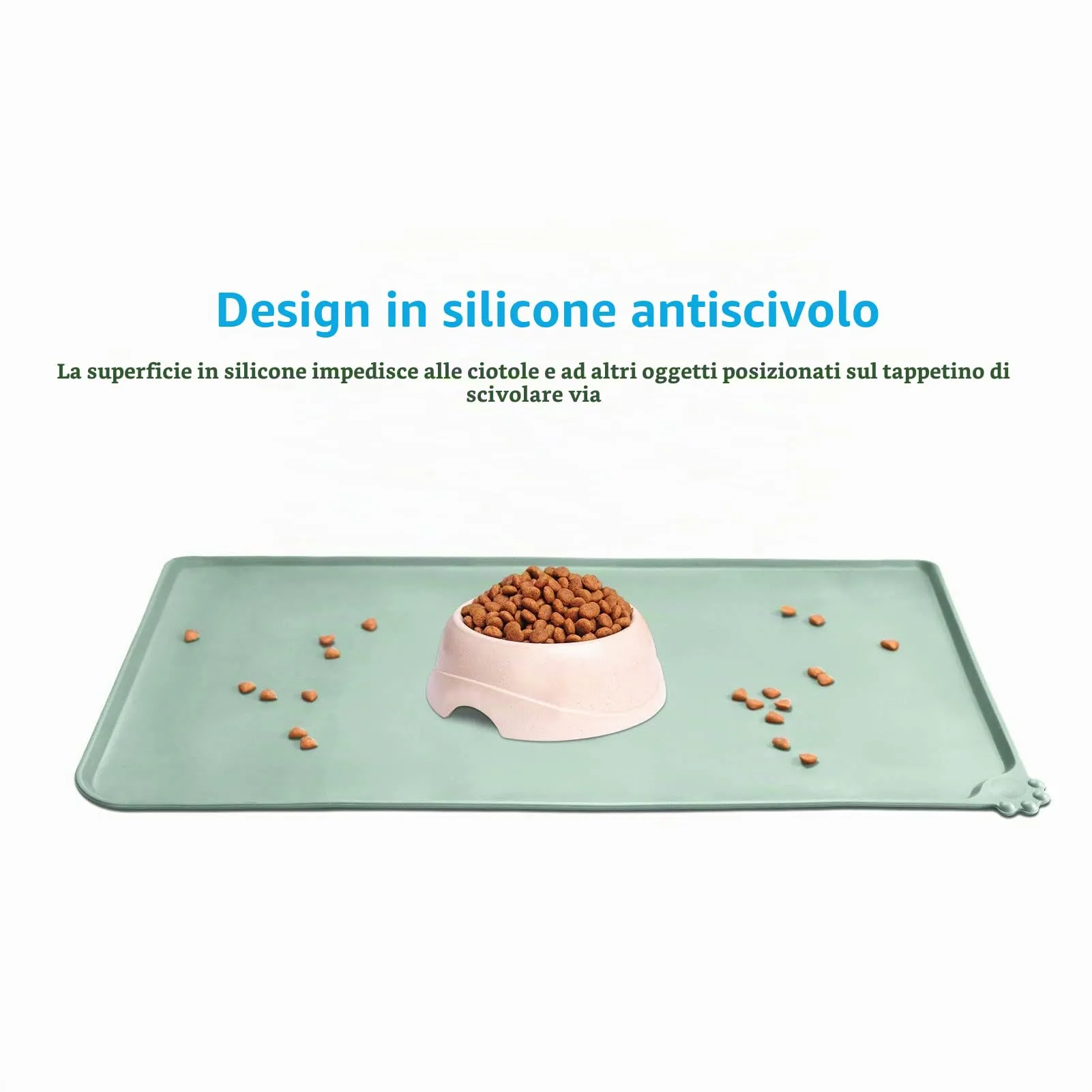AUDWUD Tappetini in silicone impermeabili e antiscivolo per ciotole di cani e gatti, 61x41 cm - immagine 2