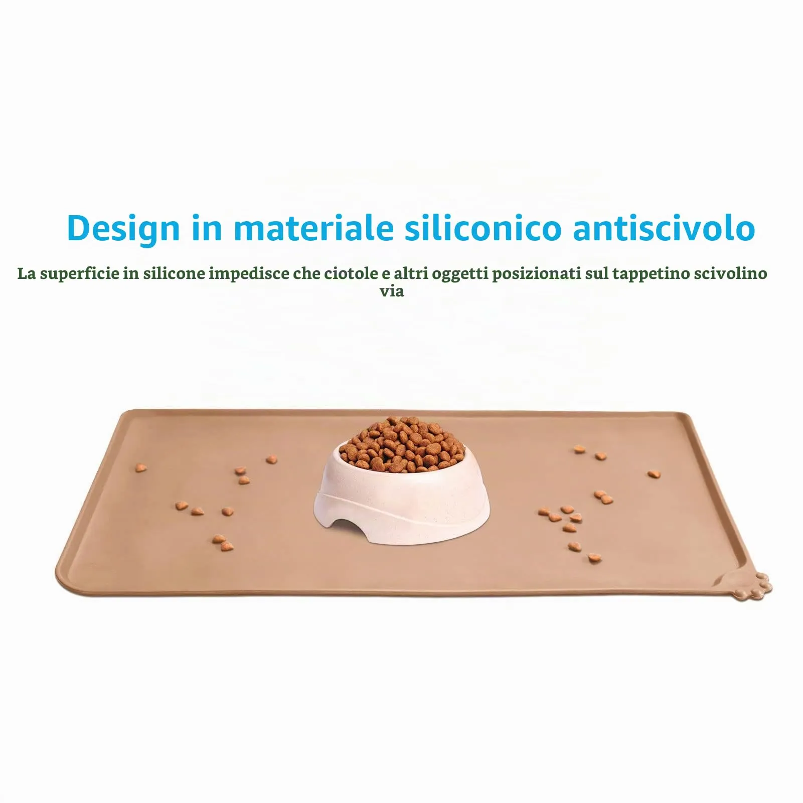 AUDWUD Tappetini di alimentazione in silicone per cani e gatti, antiscivolo, 47x30 cm - immagine 2
