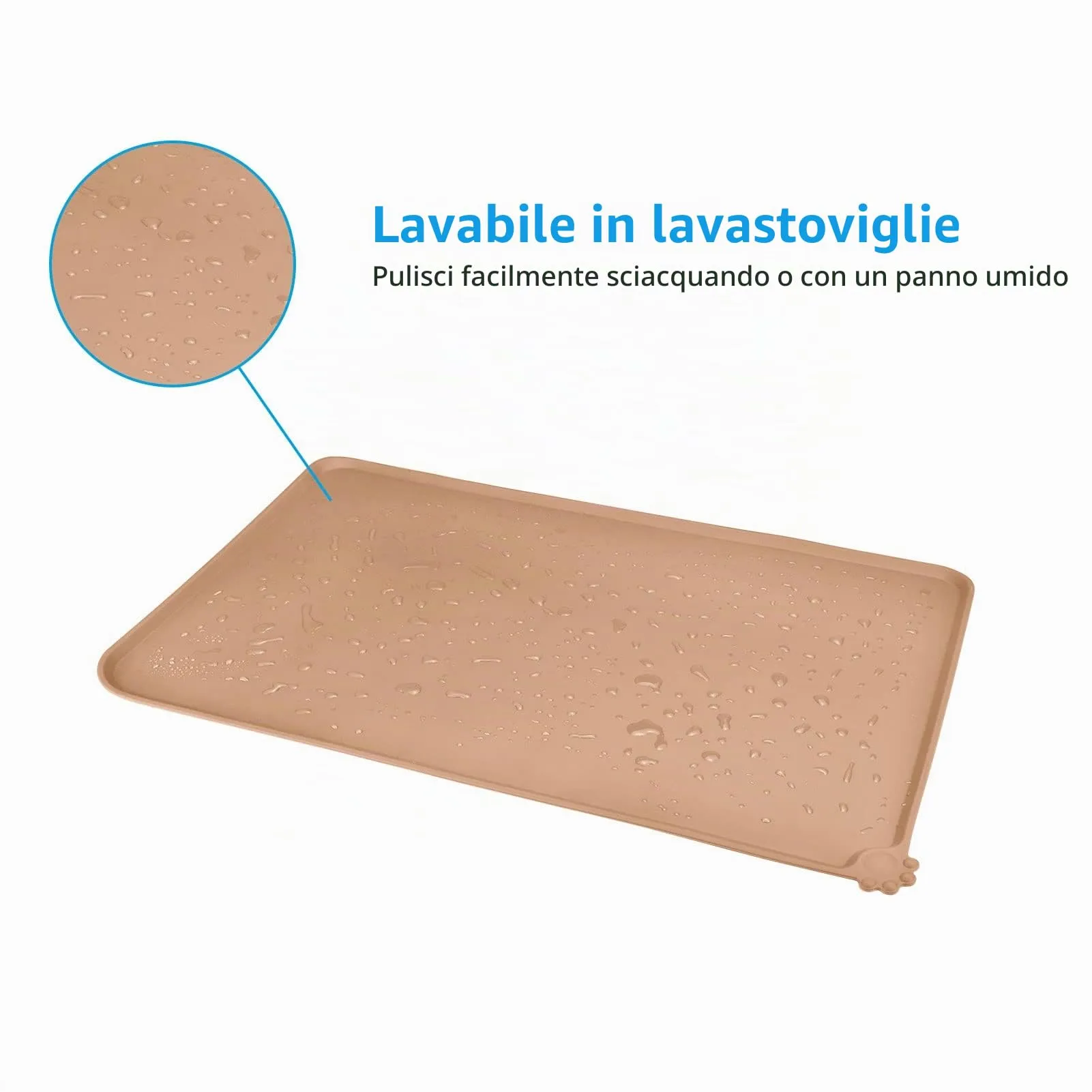 AUDWUD Tappetini di alimentazione in silicone per cani e gatti, antiscivolo, 47x30 cm - immagine 5