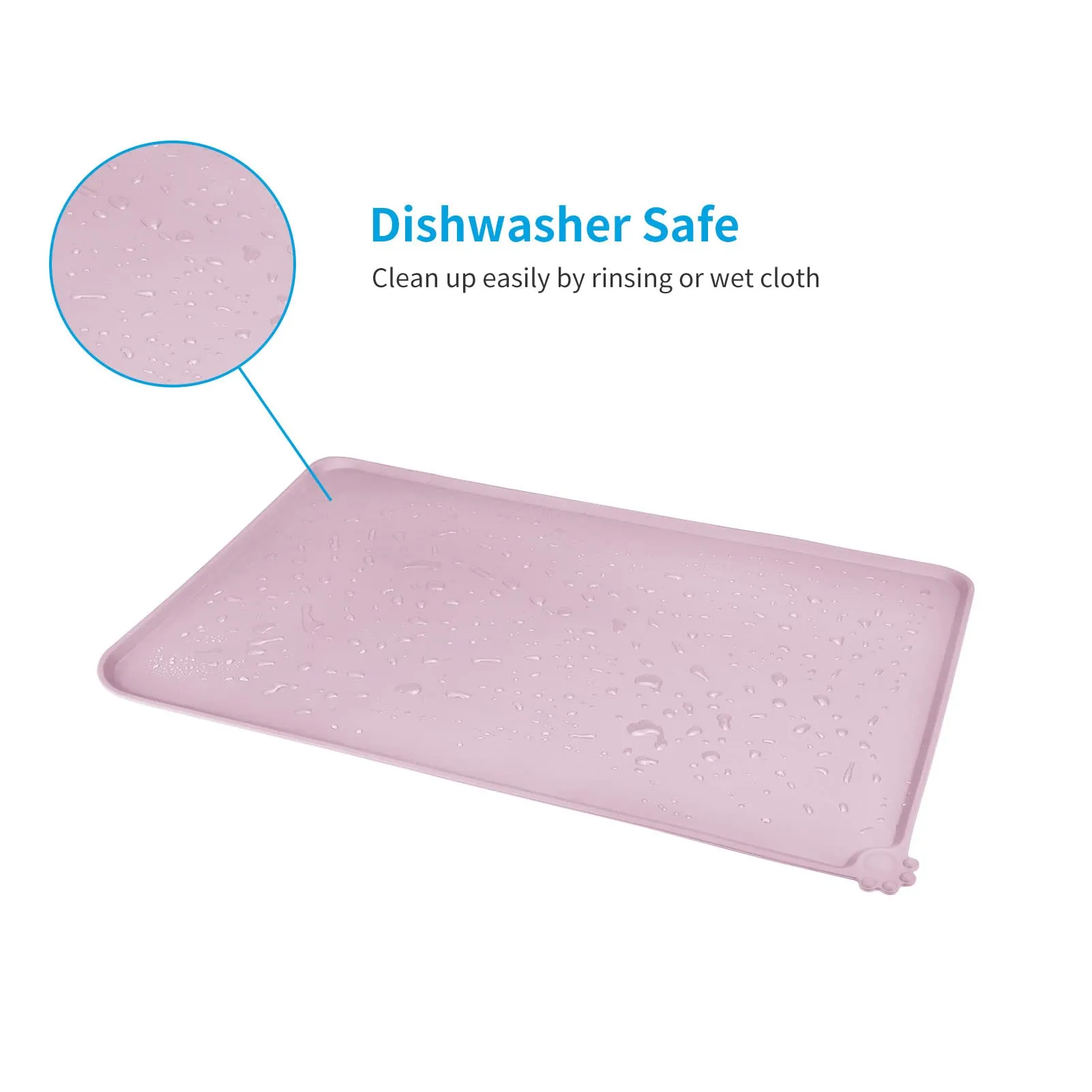 AUDWUD Tappetino Impermeabile in Silicone Antiscivolo per Ciotola Animali, 87x58 cm, Rosa Pesca - immagine 5