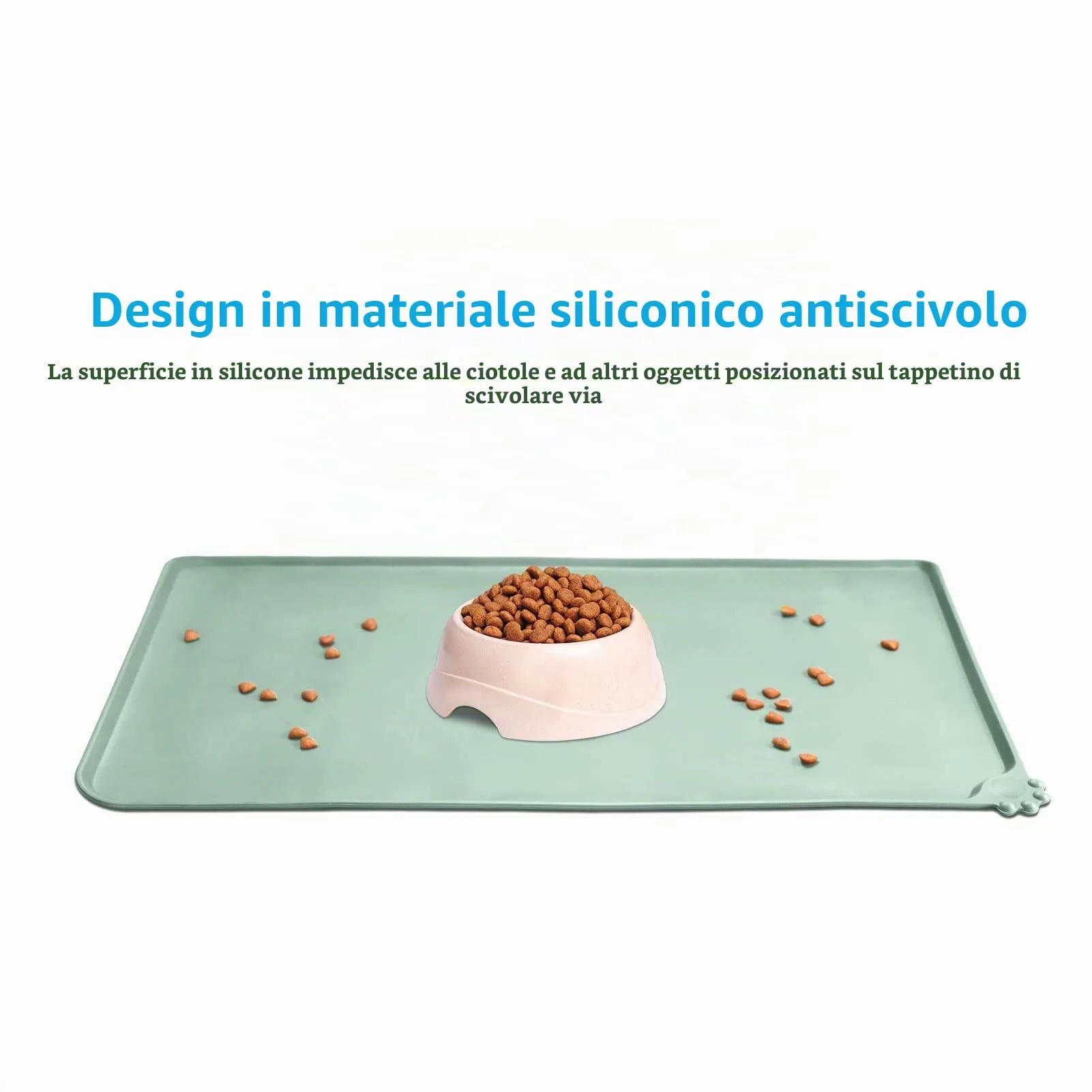 AUDWUD Tappetini di alimentazione in silicone per cani e gatti, antiscivolo, 47x30 cm, Lago - immagine 2