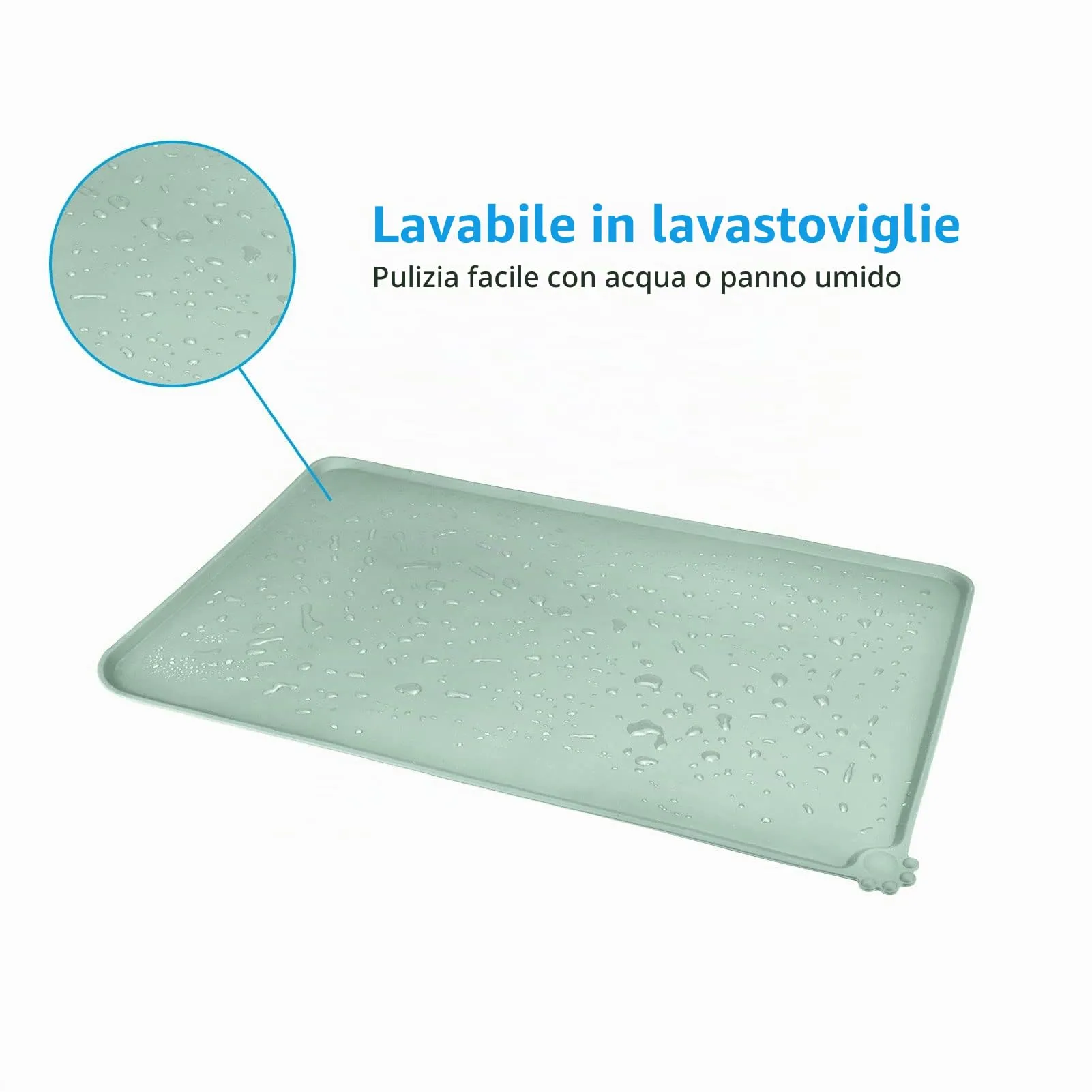 AUDWUD Tappetini di alimentazione in silicone per cani e gatti, antiscivolo, 47x30 cm, Lago - immagine 5