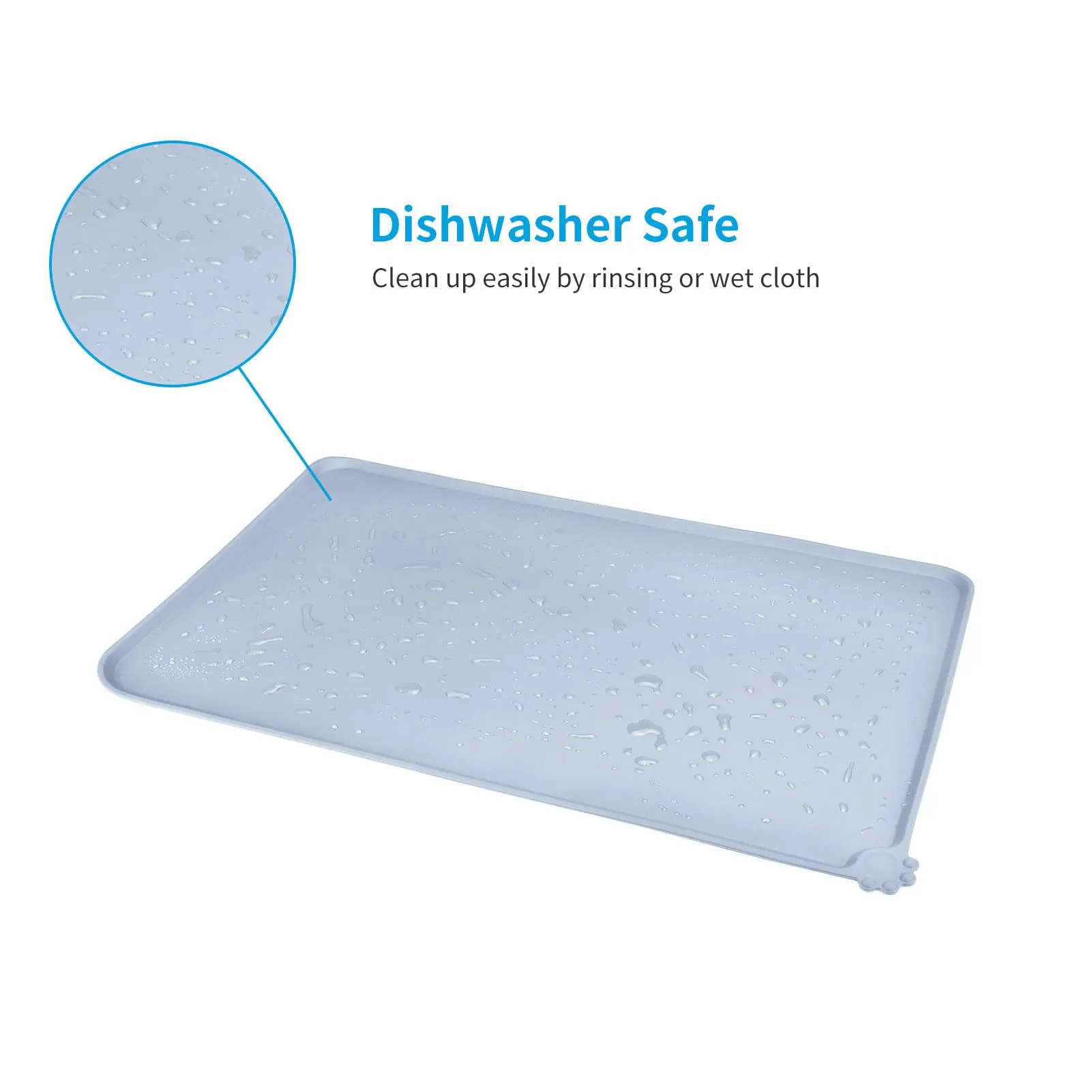 AUDWUD Tappetino Impermeabile in Silicone Antiscivolo per Ciotola Animali, Blu Ghiaccio, 87x58 cm - immagine 5