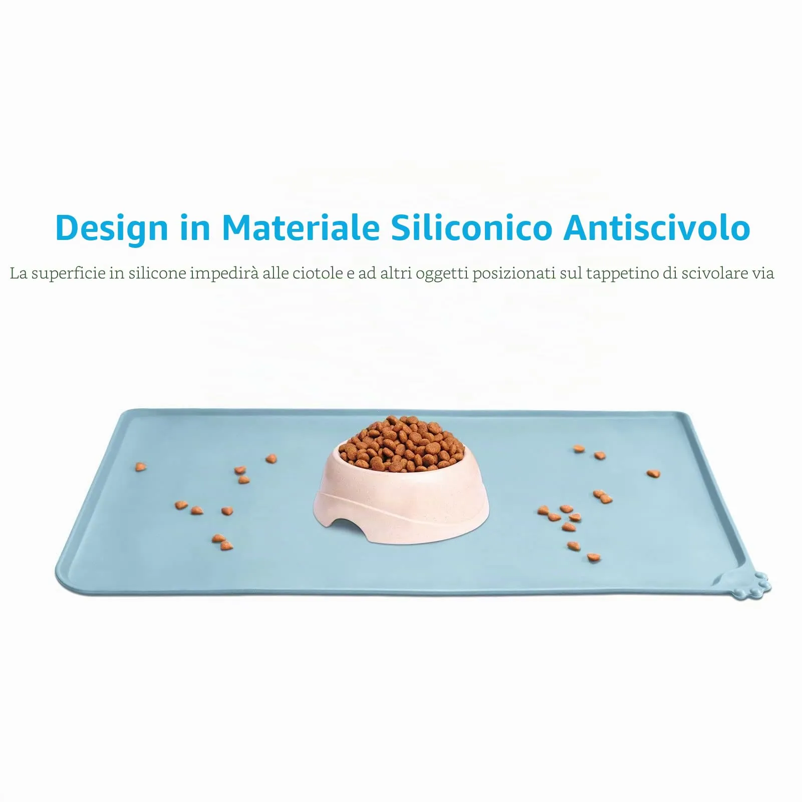 AUDWUD Tappetino impermeabile in silicone antiscivolo per ciotola animali, 47x30 cm, Verde corazzata - immagine 2
