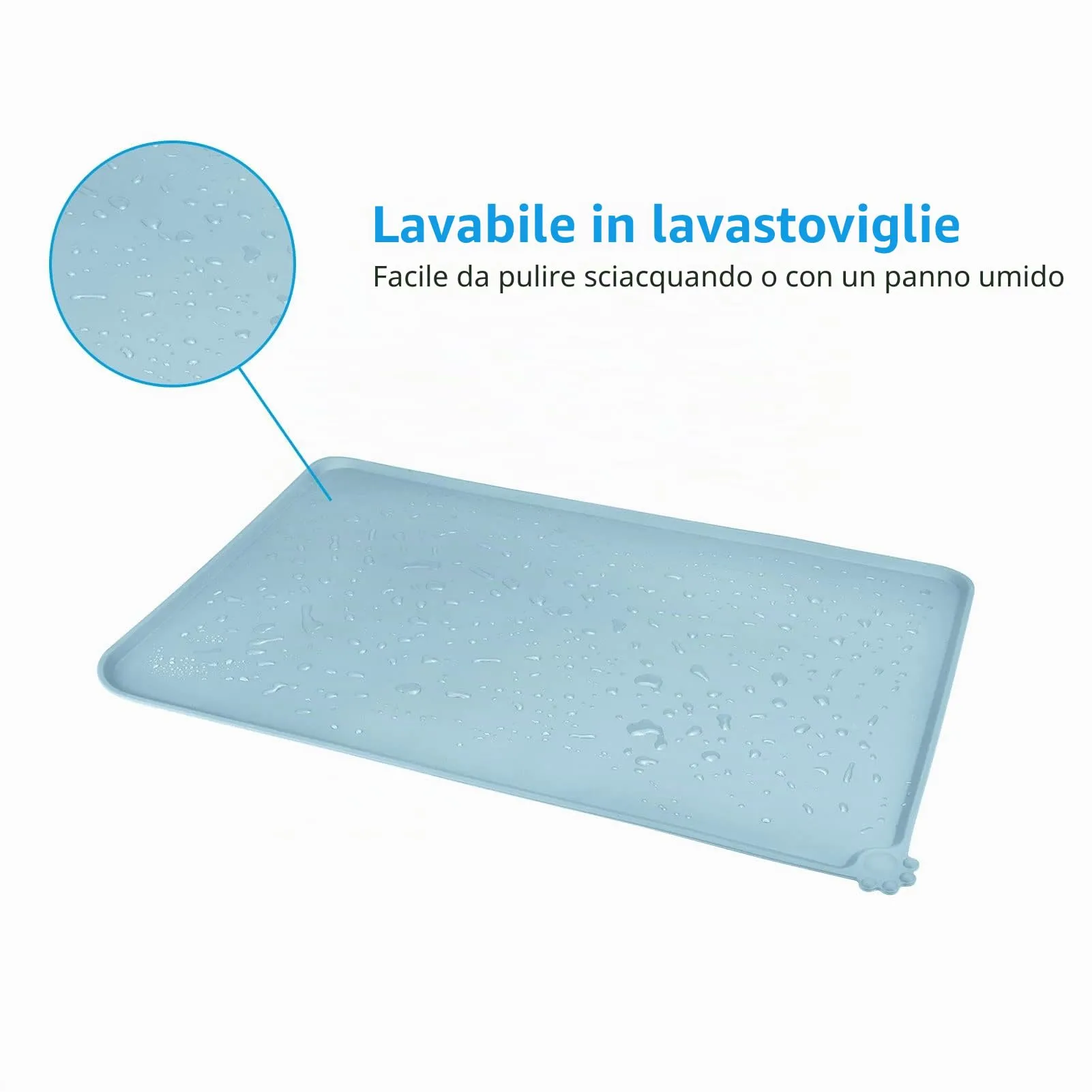 AUDWUD Tappetino impermeabile in silicone antiscivolo per ciotola animali, 47x30 cm, Verde corazzata - immagine 5