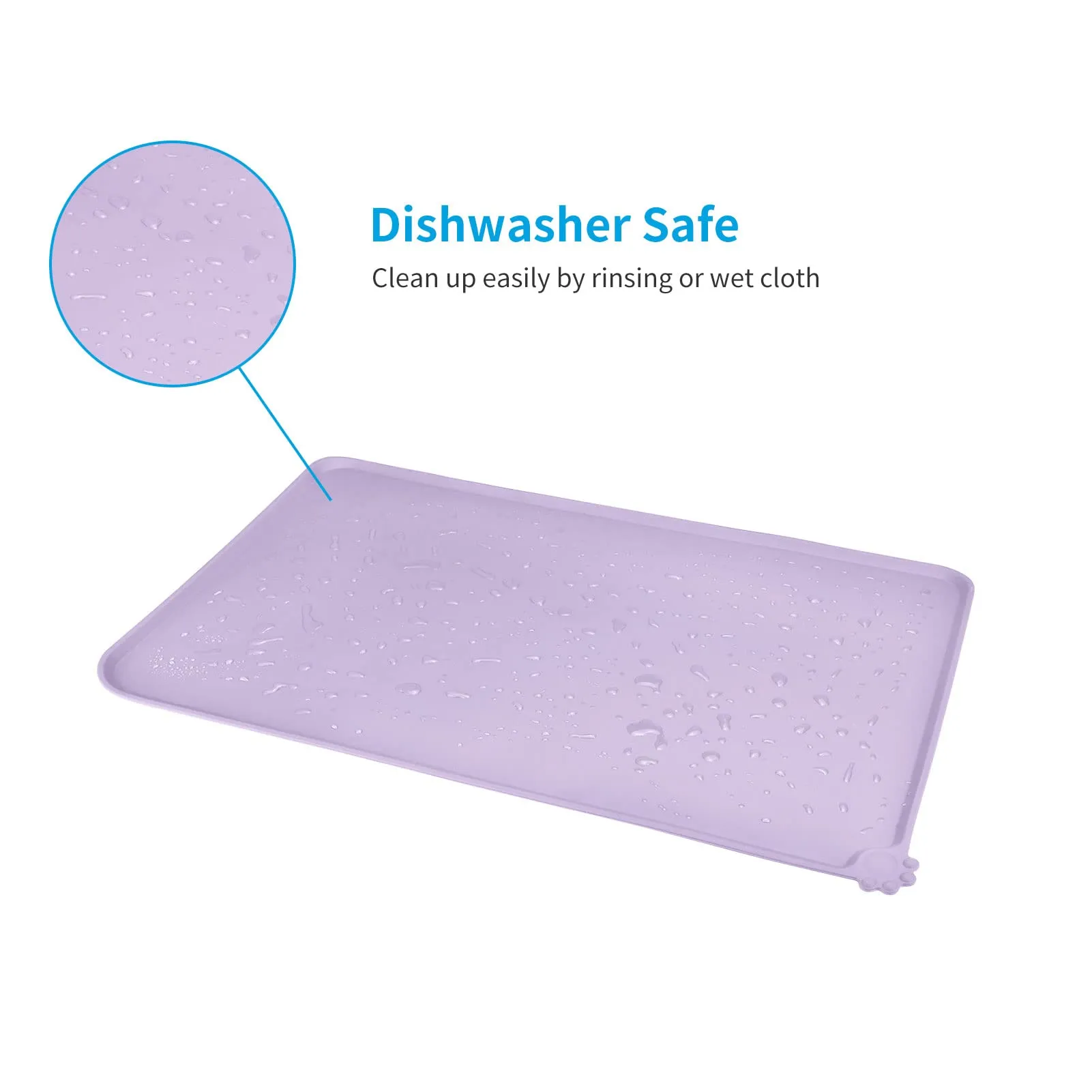 AUDWUD Tappetino Impermeabile in Silicone Antiscivolo per Ciotola Animali, 87x58 cm, Viola Ibisco - immagine 5