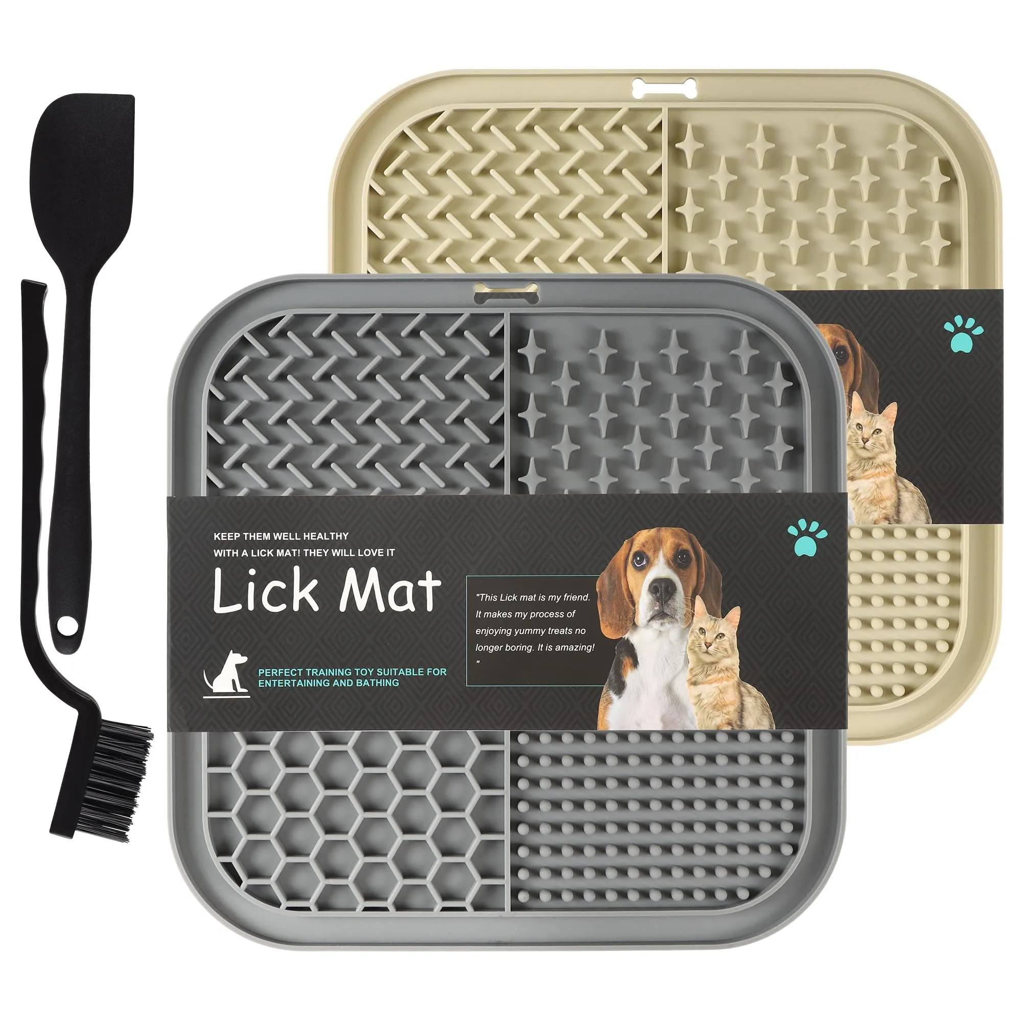BASVII Lick Mat per Cani, 20x20 cm, 2 Pezzi - immagine 1