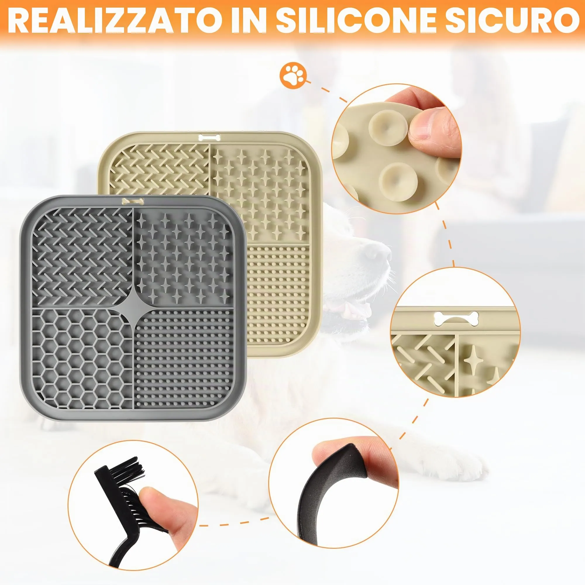 BASVII Lick Mat per Cani, 20x20 cm, 2 Pezzi - immagine 2