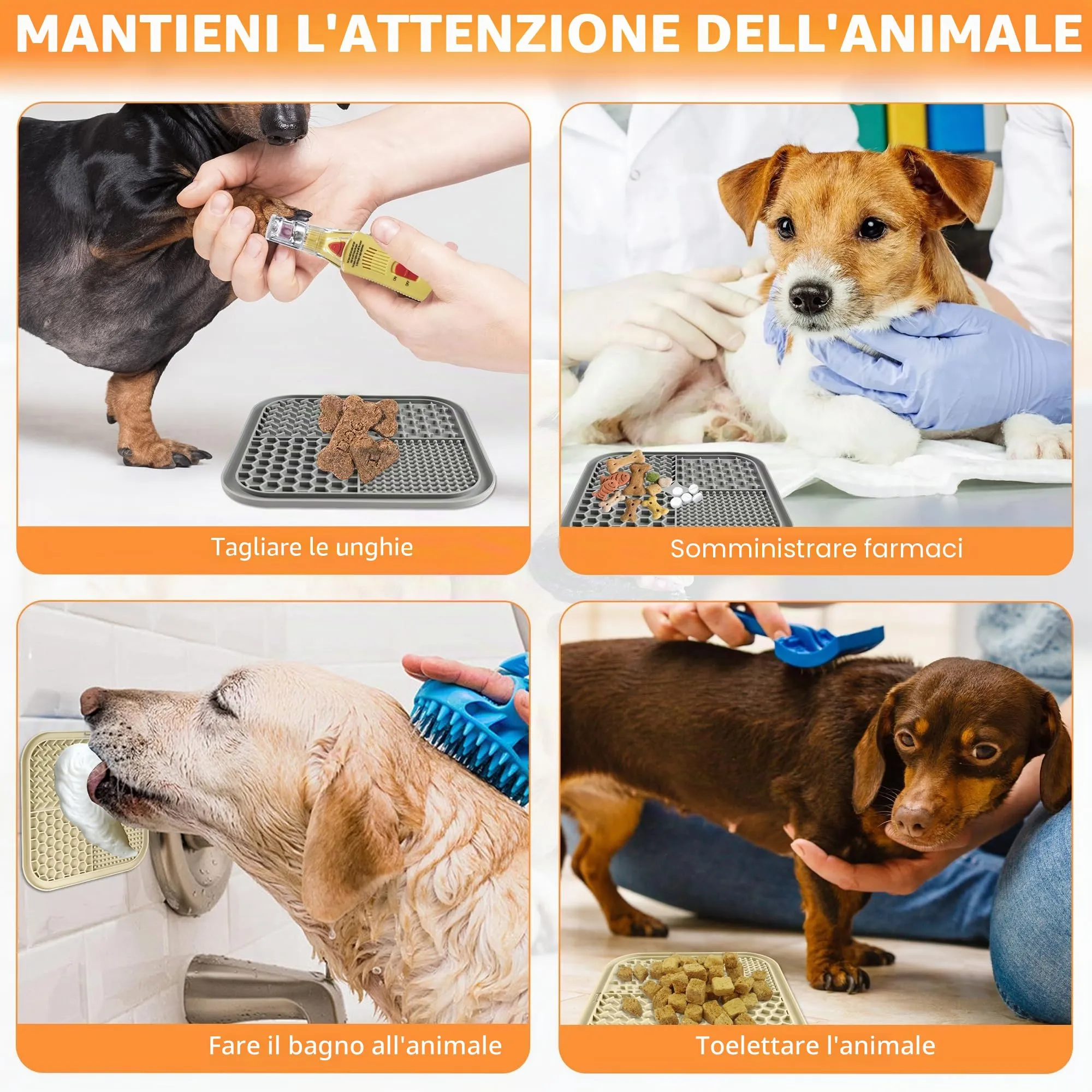 BASVII Lick Mat per Cani, 20x20 cm, 2 Pezzi - immagine 7