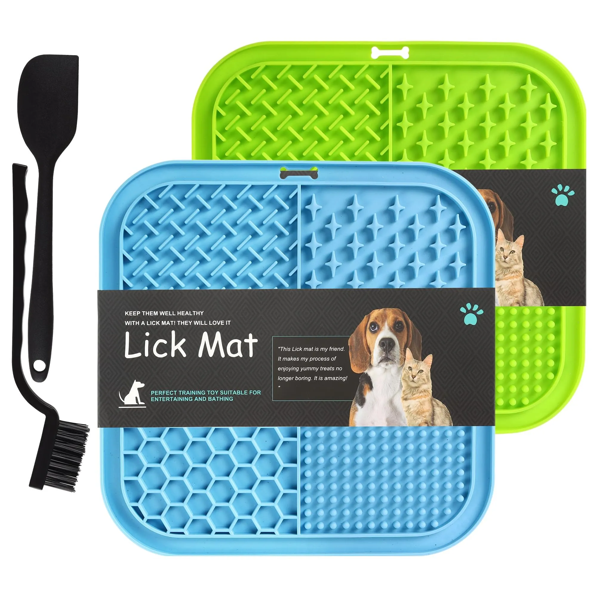 BASVII Tappetino Leccare per Cani e Gatti con Ventose, 20x20 cm, 2 Pezzi - immagine 1