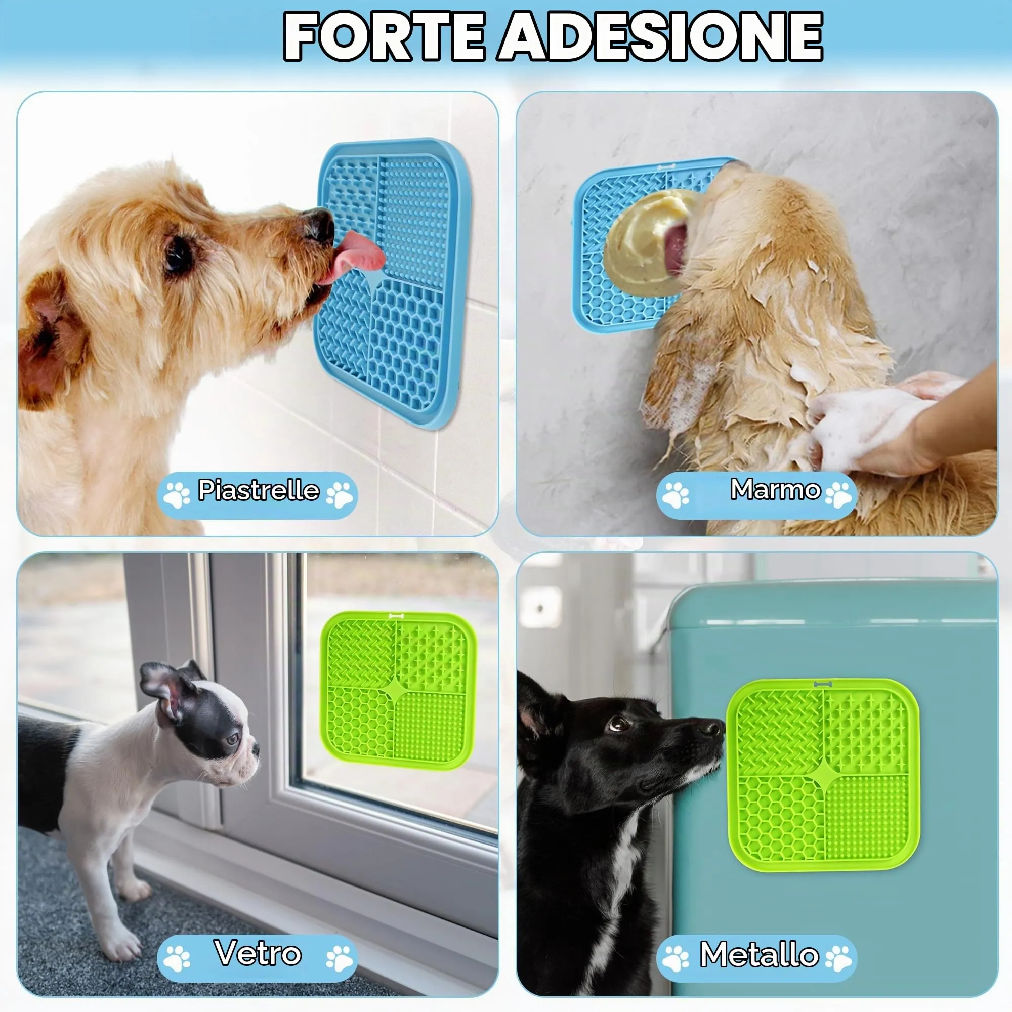 BASVII Tappetino Leccare per Cani e Gatti con Ventose, 20x20 cm, 2 Pezzi - immagine 3