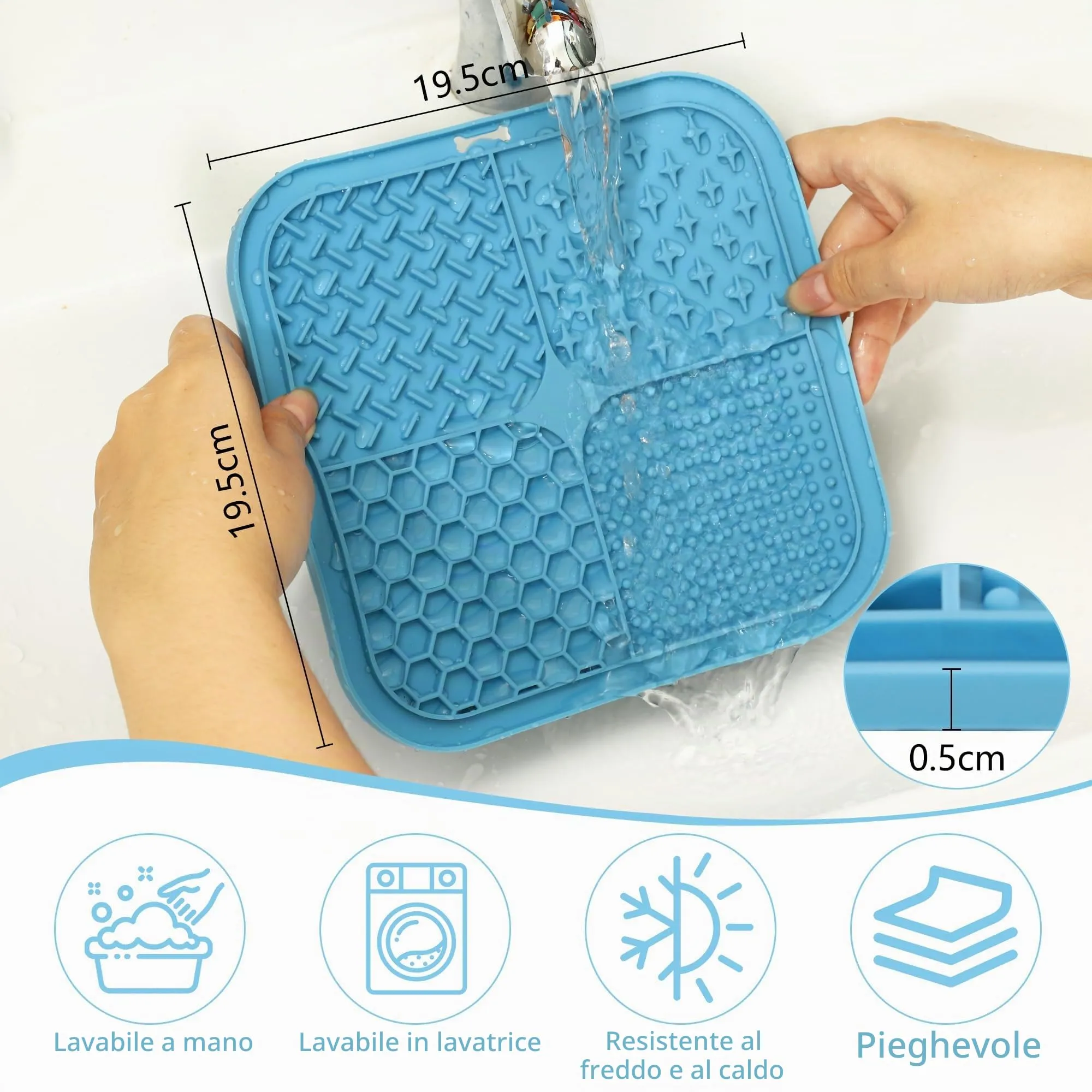 BASVII Tappetino Leccare per Cani e Gatti con Ventose, 20x20 cm, 2 Pezzi - immagine 5