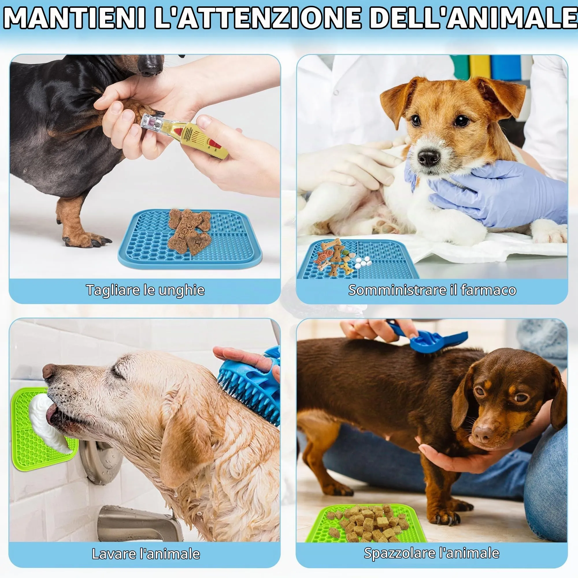 BASVII Tappetino Leccare per Cani e Gatti con Ventose, 20x20 cm, 2 Pezzi - immagine 7