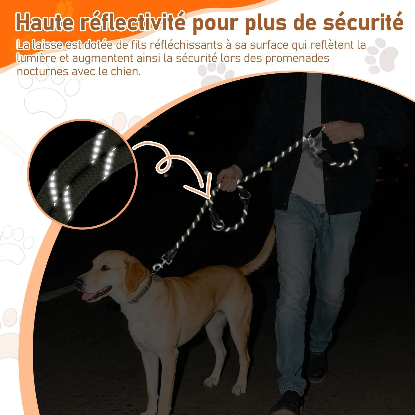 Aystkniet Guinzaglio per cani regolabile 2m x 12mm, per cani medio-grandi, Verde militare - immagine 7
