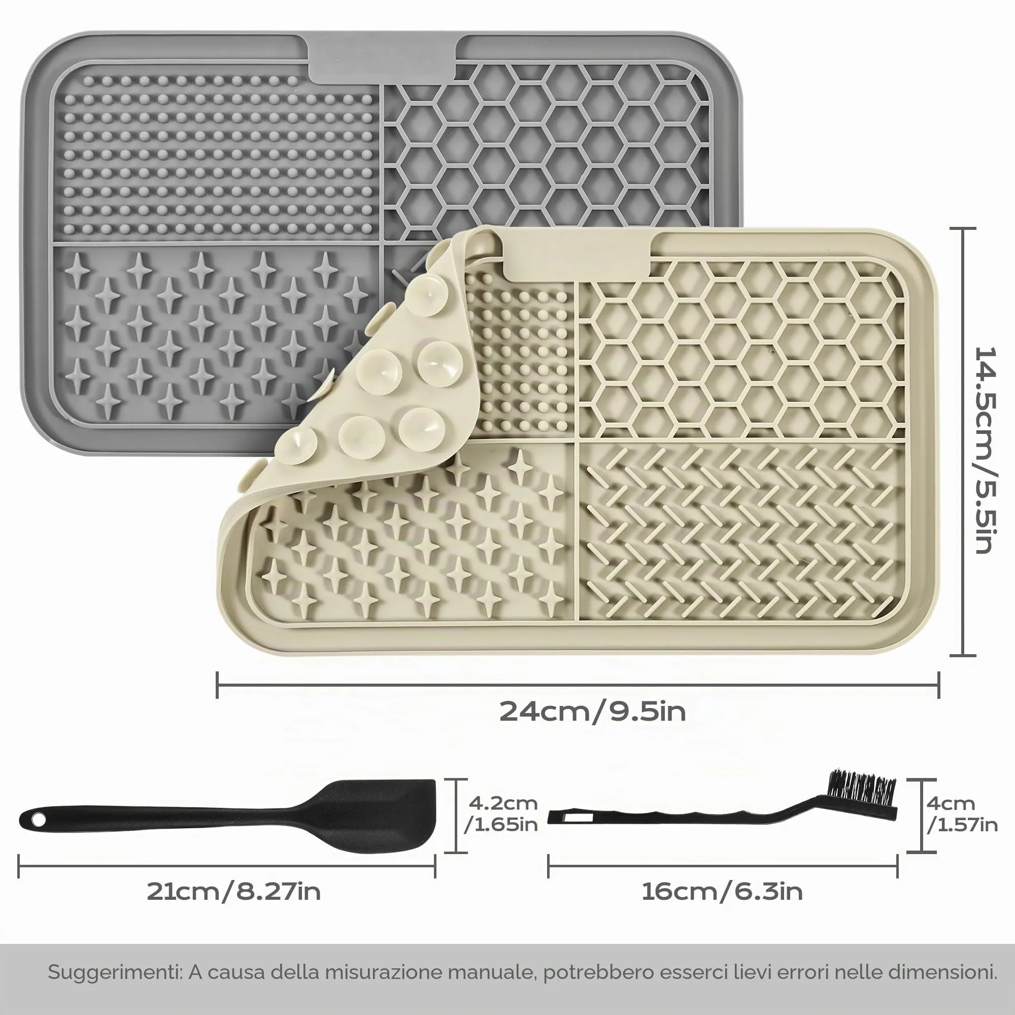 BASVII Tappetino Leccare per Cani e Gatti con Ventose, 25x15 cm, 2 Pezzi - immagine 2