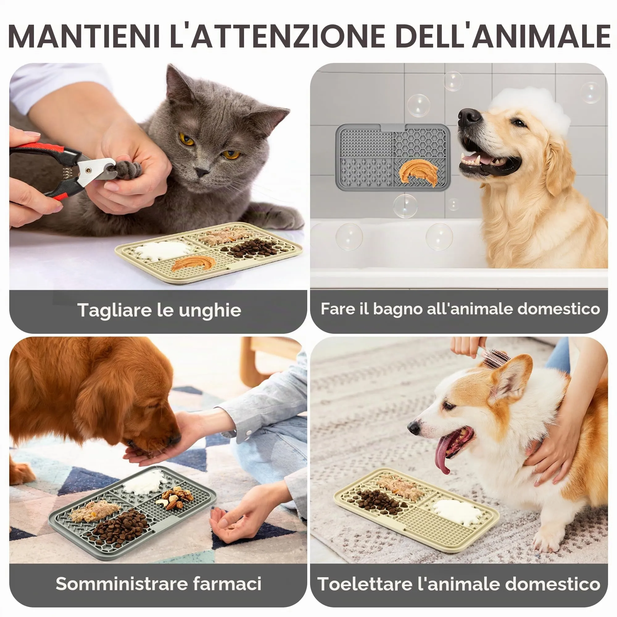 BASVII Tappetino Leccare per Cani e Gatti con Ventose, 25x15 cm, 2 Pezzi - immagine 7