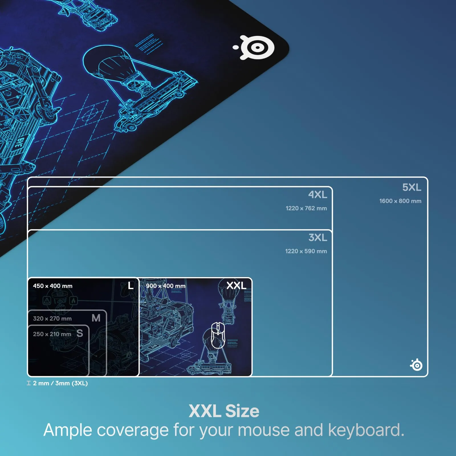 SteelSeries QcK Cloth XXL Gaming Mouse Pad, Fortnite Battle Bus Edition (900 x 400 mm) - immagine 5