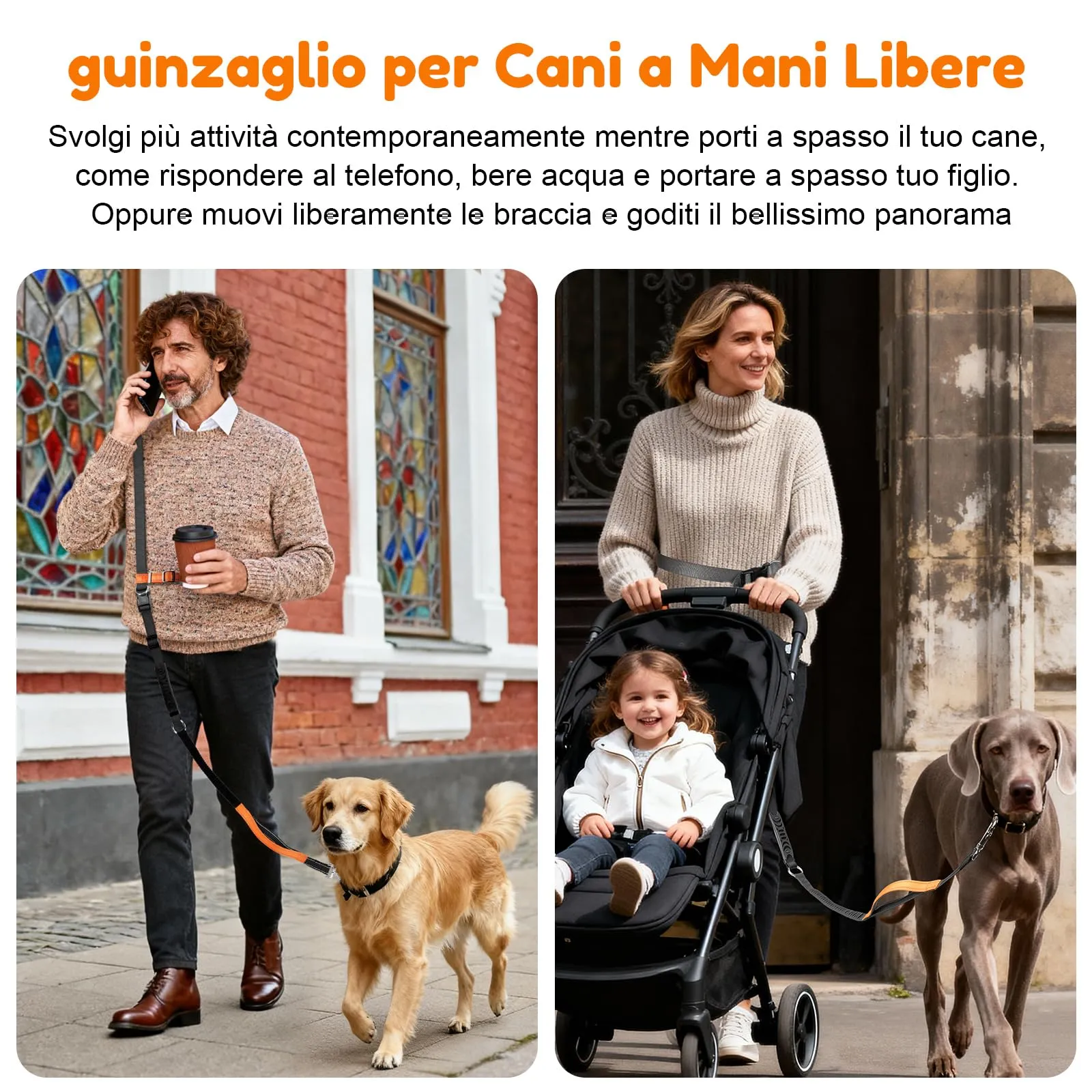 X XBEN Guinzaglio Mani Libere Multifunzionale per Cani, 2,2 m - immagine 3