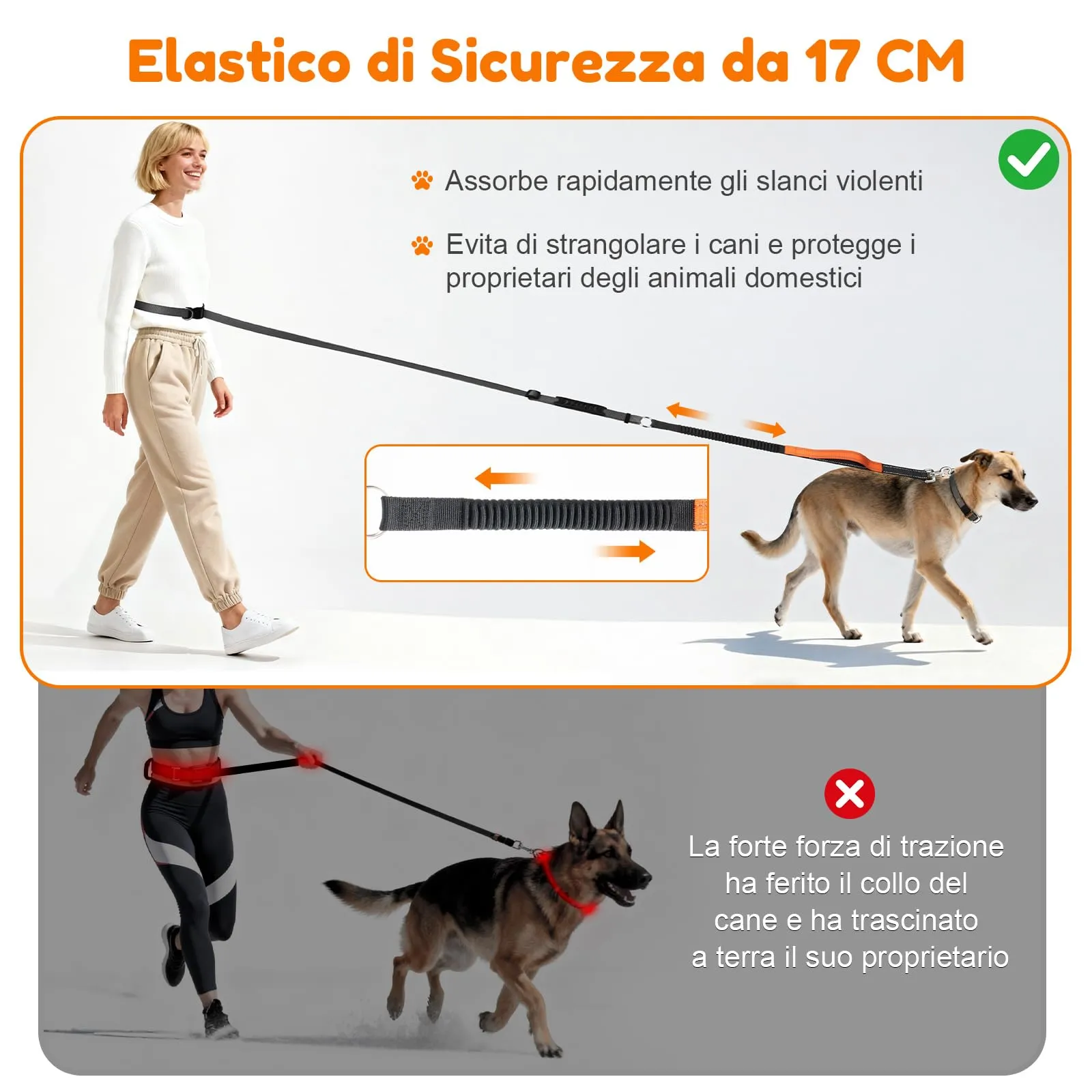 X XBEN Guinzaglio Mani Libere Multifunzionale per Cani, 2,2 m - immagine 8